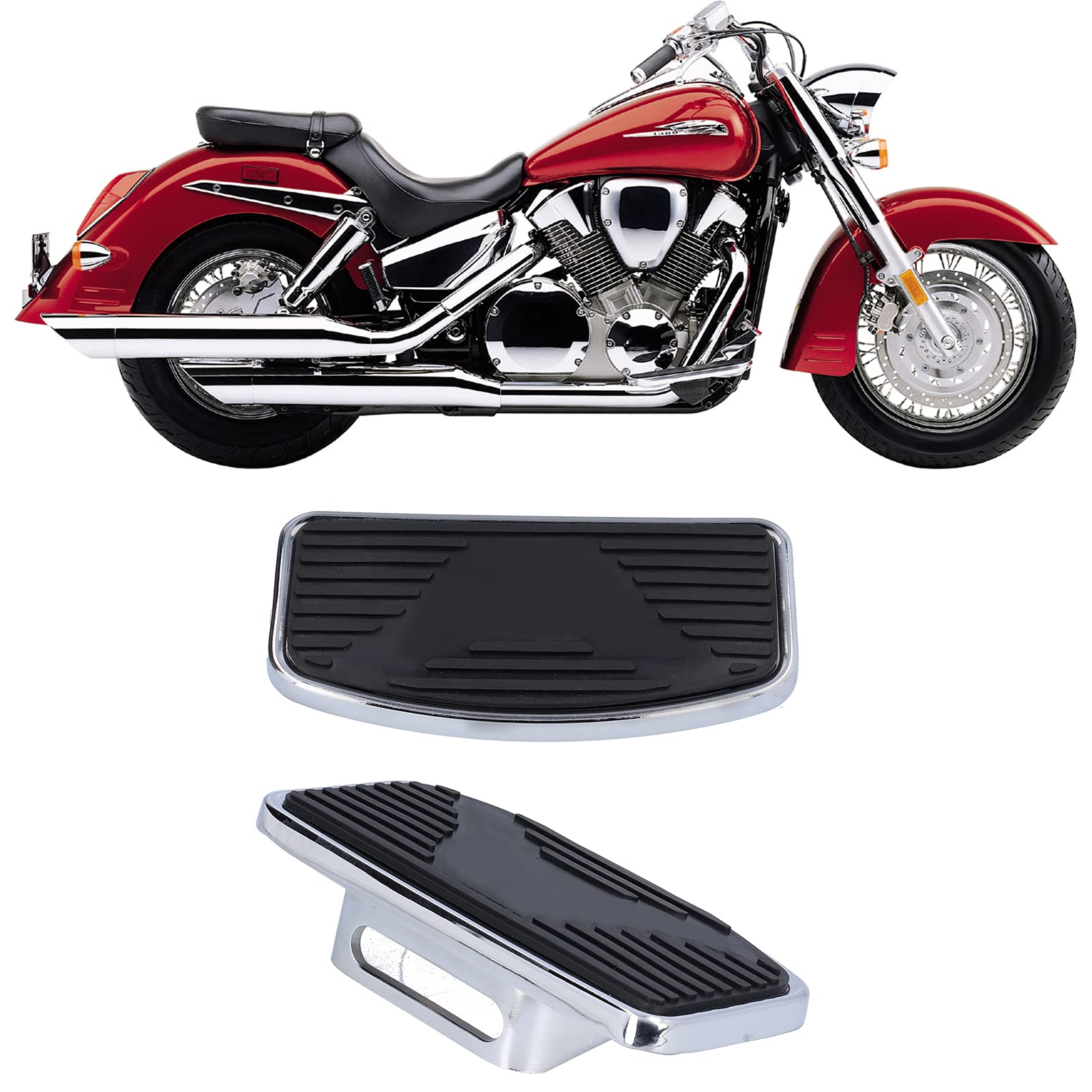 OUKENS Pedane Moto Larghe VTX1300 VTX1800 2 Pezzi Acciaio Gomma