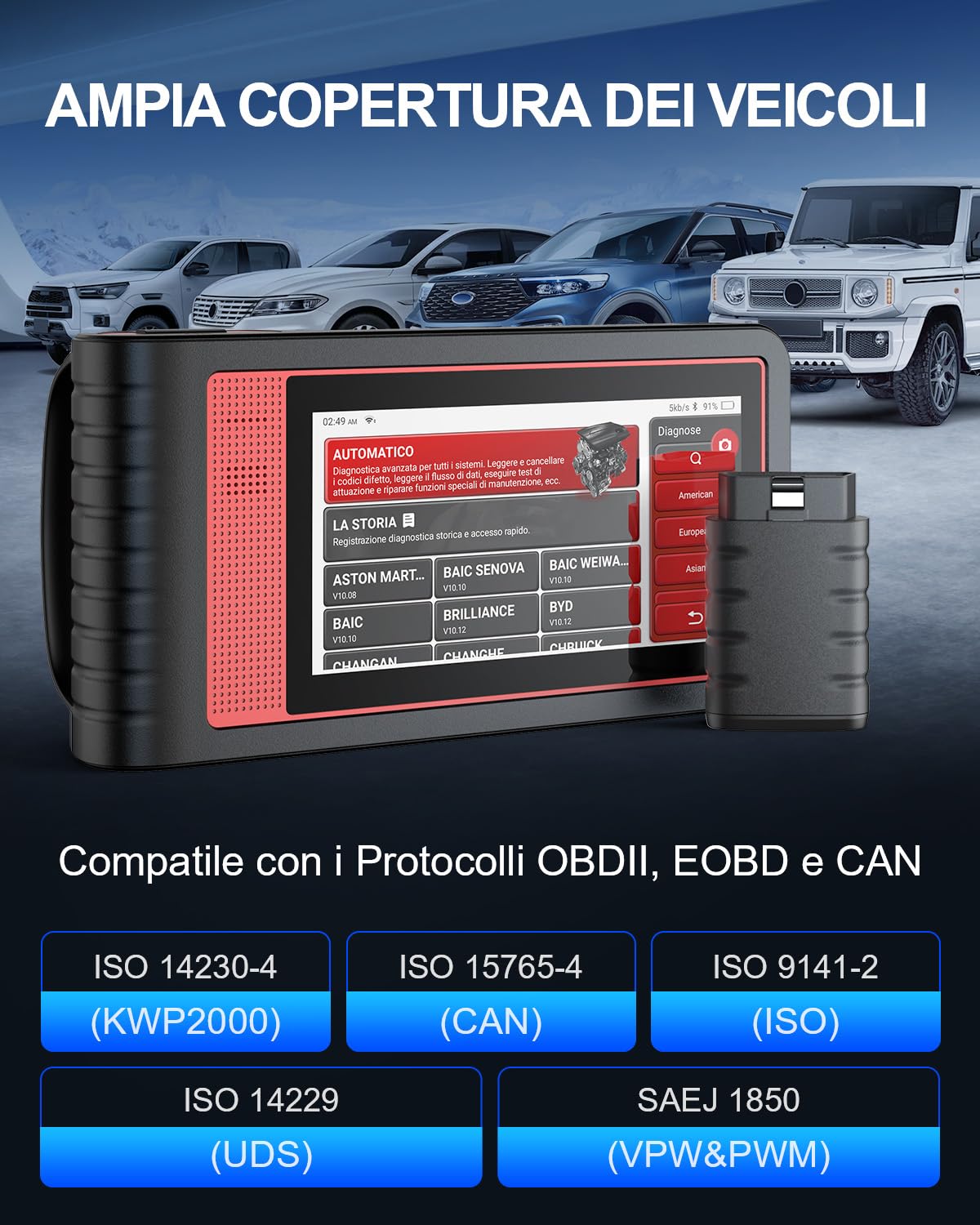 Thinkcar ThinkTool Mini Diagnosi Auto OBD2 152 mm 28 Reset