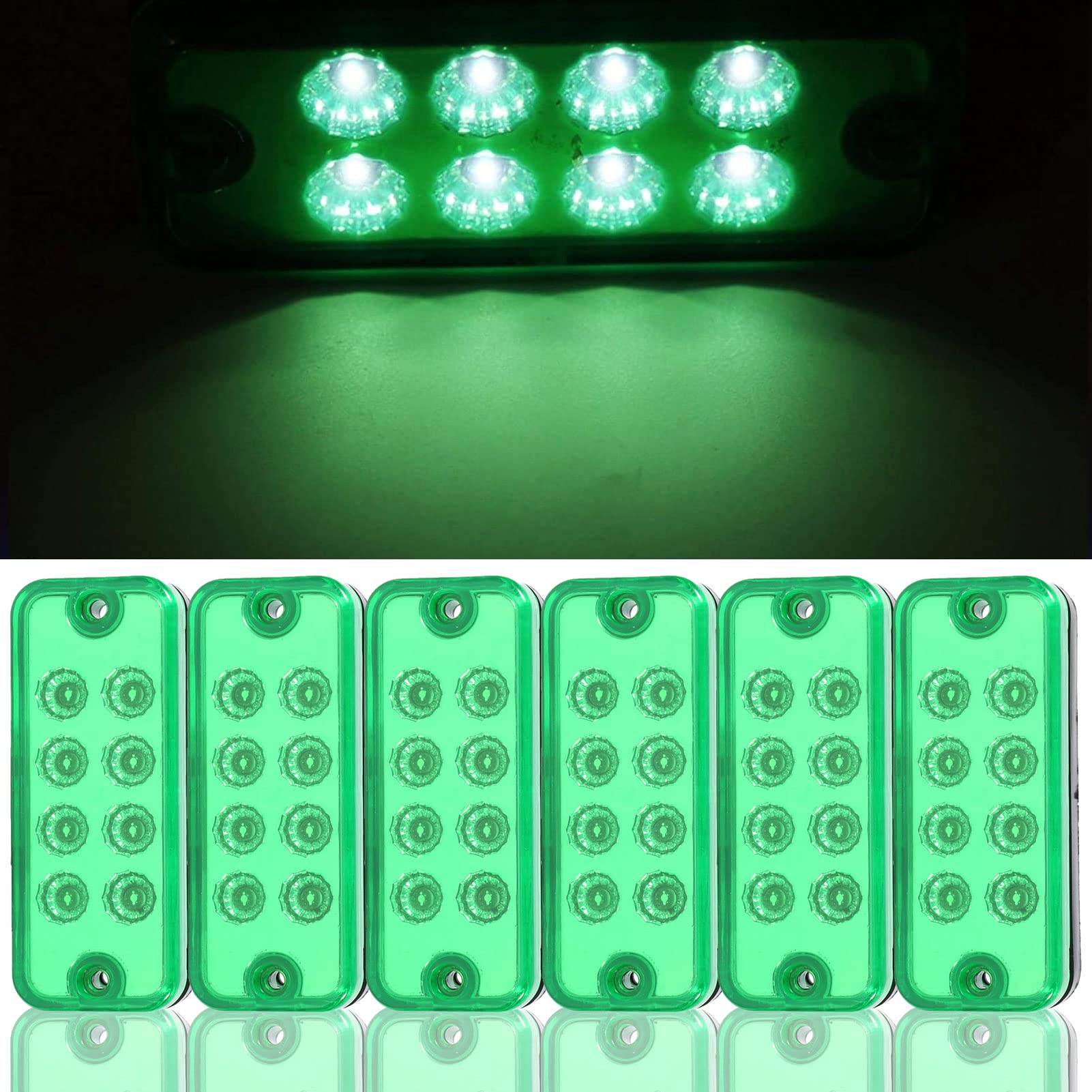 OUKENS Luci Posizione Laterali 8 LED Verdi 12V 6 Pezzi