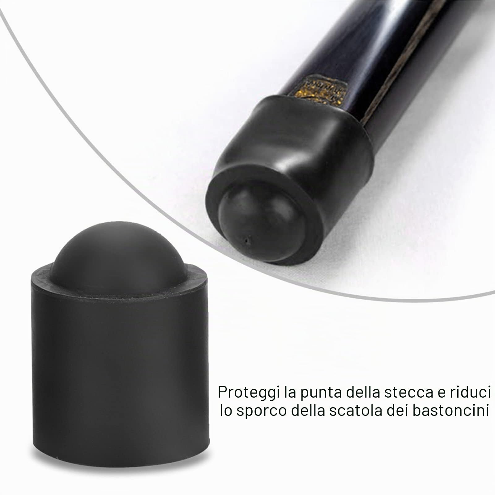OUKENS Stecca Biliardo Copri Punta Gomma Nera 10 Pezzi 20mm