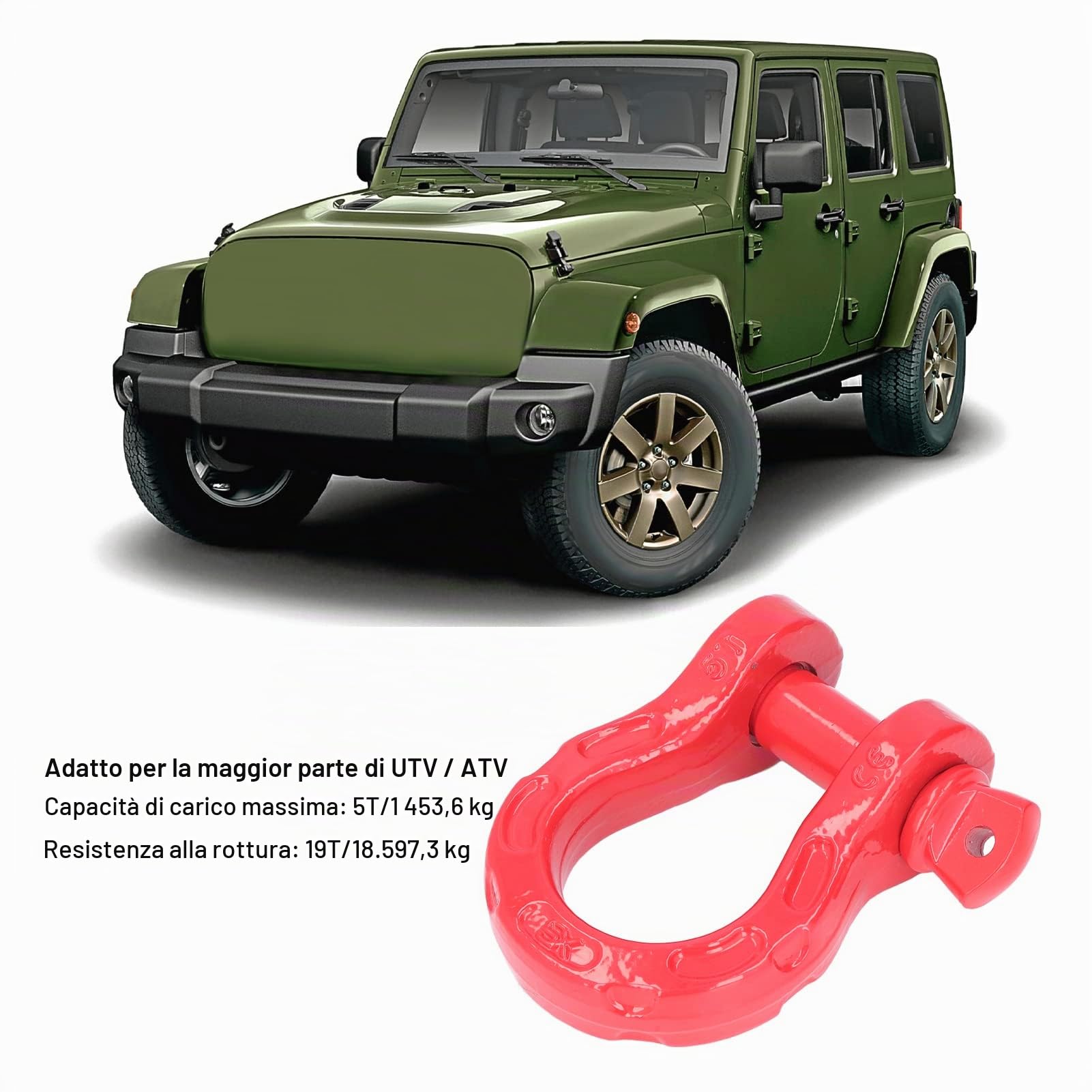 OUKENS Grillo Traino a D Rosso Acciaio 5T 22 mm