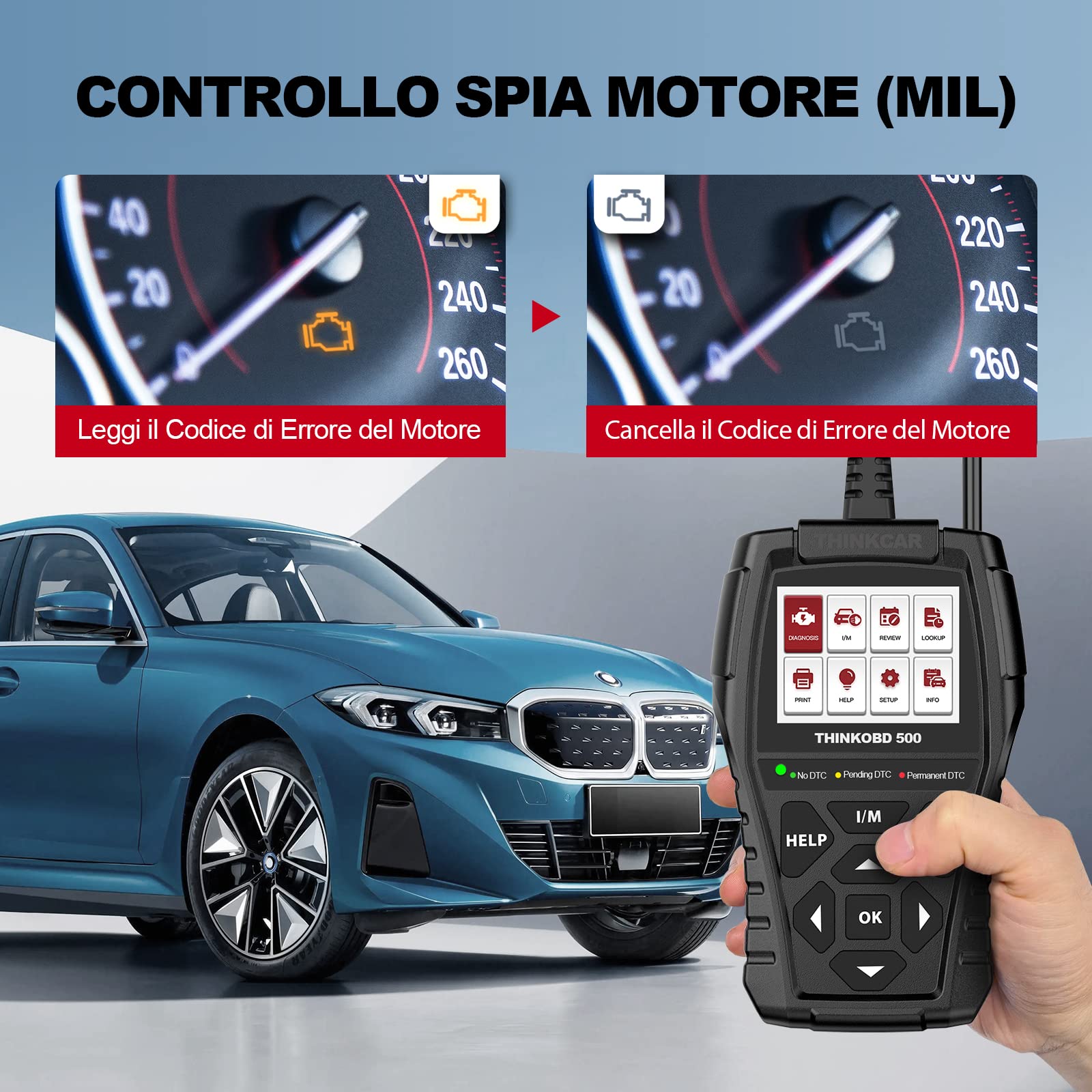 Thinkcar Thinkobd 500 lettore auto OBD2 motore schermo 2,8"