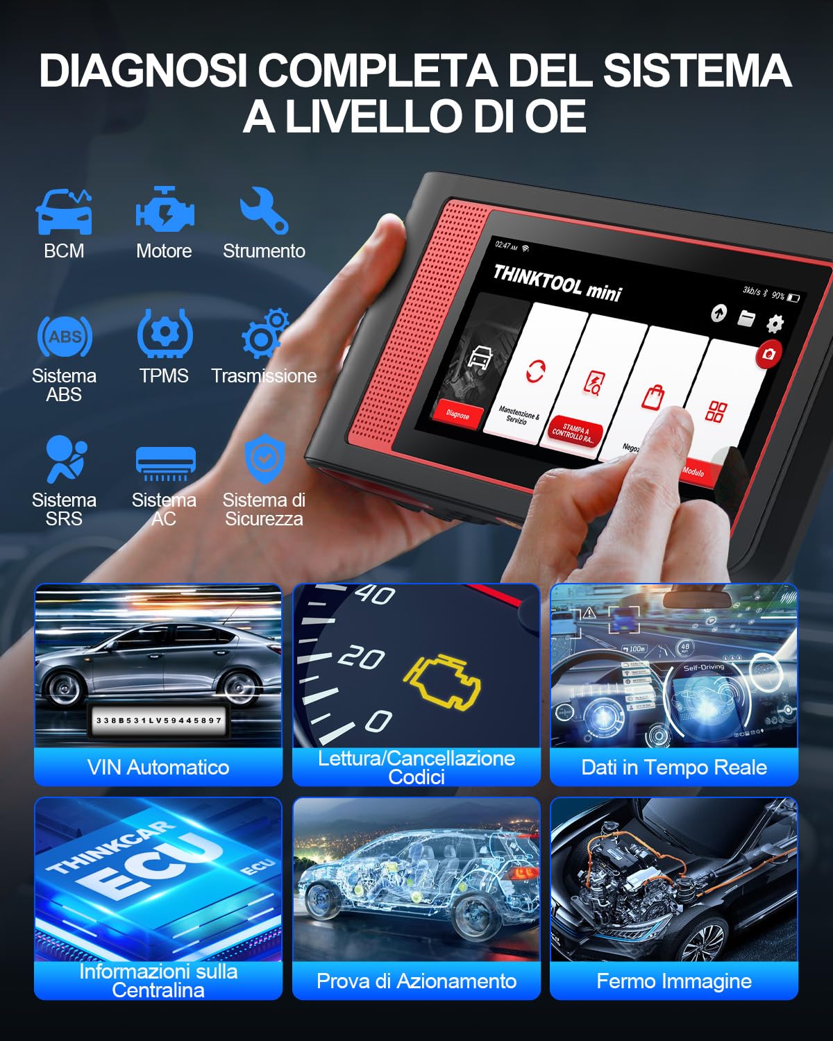 Thinkcar ThinkTool Mini Diagnosi Auto OBD2 152 mm 28 Reset