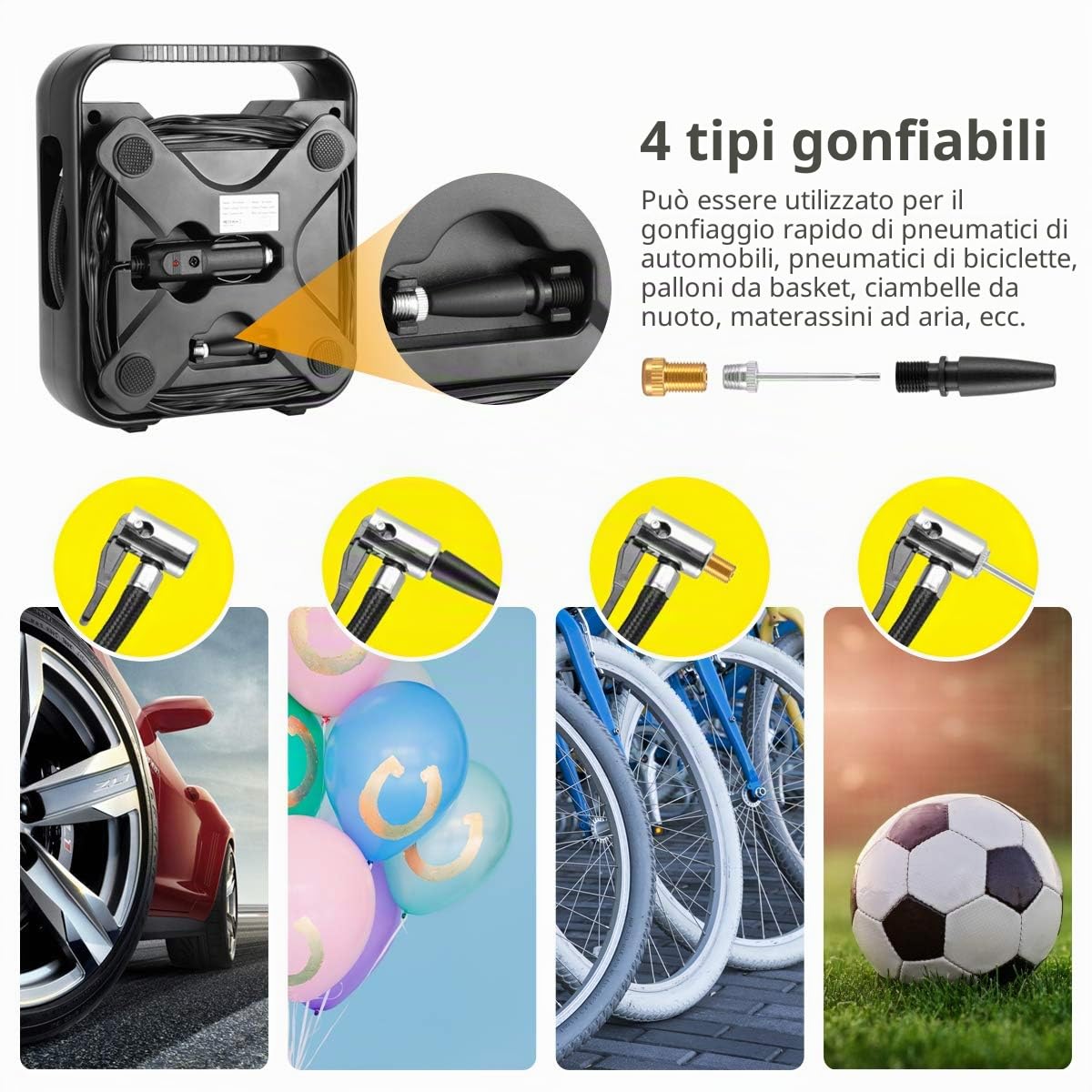 WindGallop Compressore Aria Auto Portatile 12V LCD LED