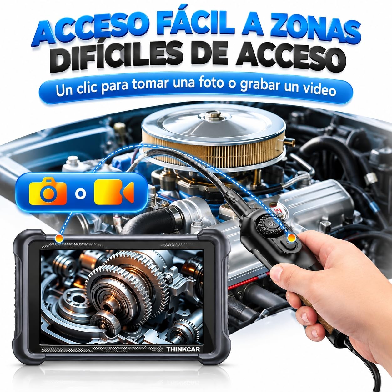 Thinkcar TES102 Endoscopio Auto 5,5 mm 2MP HD 900 mm