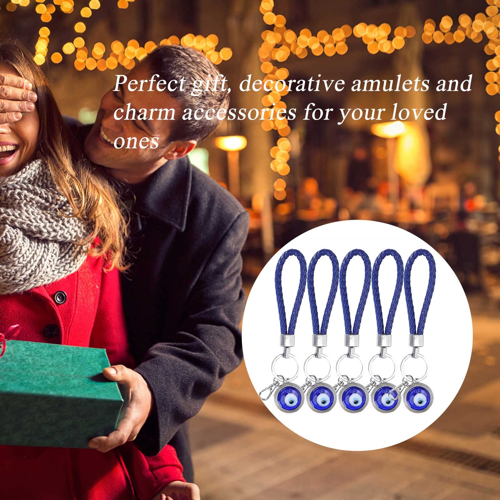 OUKENS Lucky Eye Portachiavi Malocchio Blu 5 Pezzi