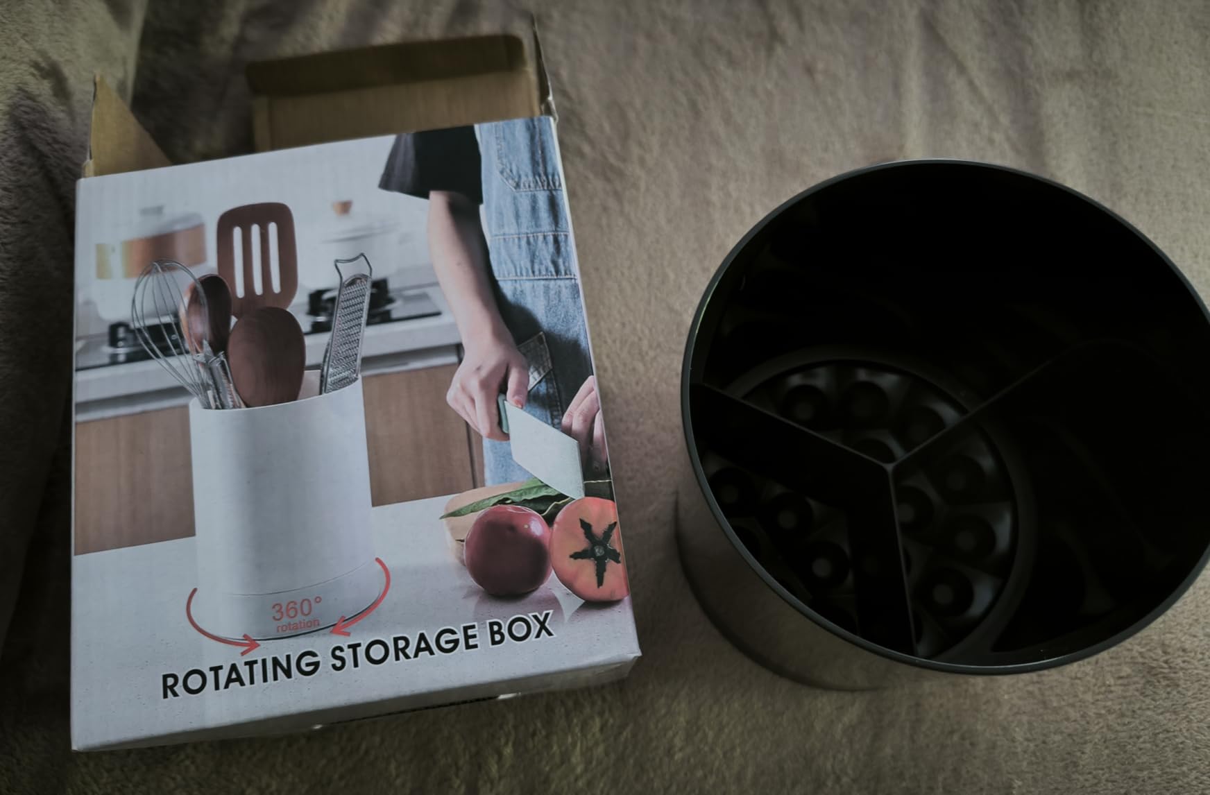 OUKENS Portautensili Cucina Girevole Nero 360° Antiscivolo