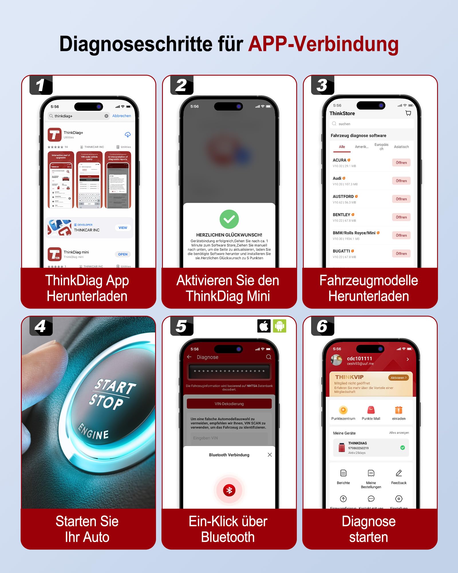 Thinkcar Thinkdiag Mini adattatore auto Bluetooth tutti sistemi