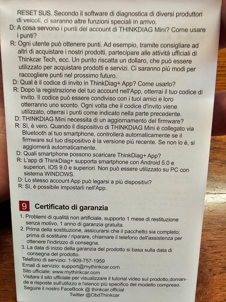 Thinkcar THINKDIAG Mini Scanner OBD2 Bluetooth Auto VIN Completo