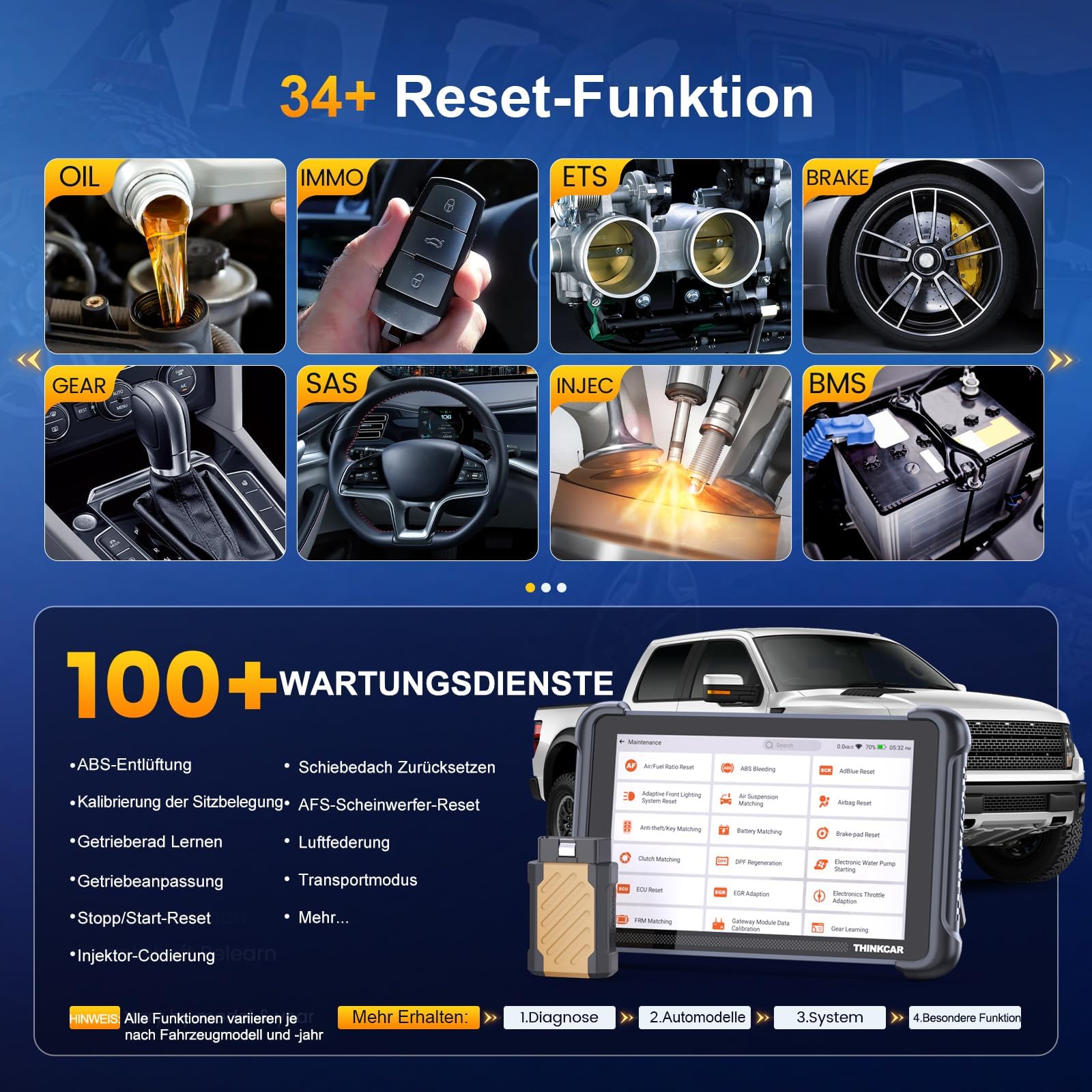 Thinkcar Thinkscan 689BT tester diagnosi auto bidirezionale 34 reset