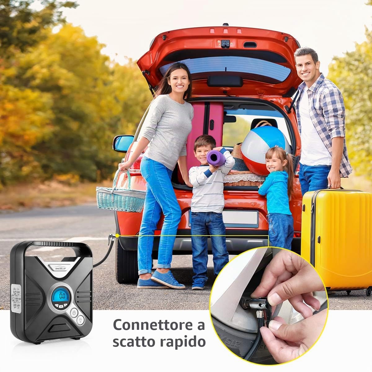 WindGallop Compressore Aria Auto Portatile 12V LCD LED