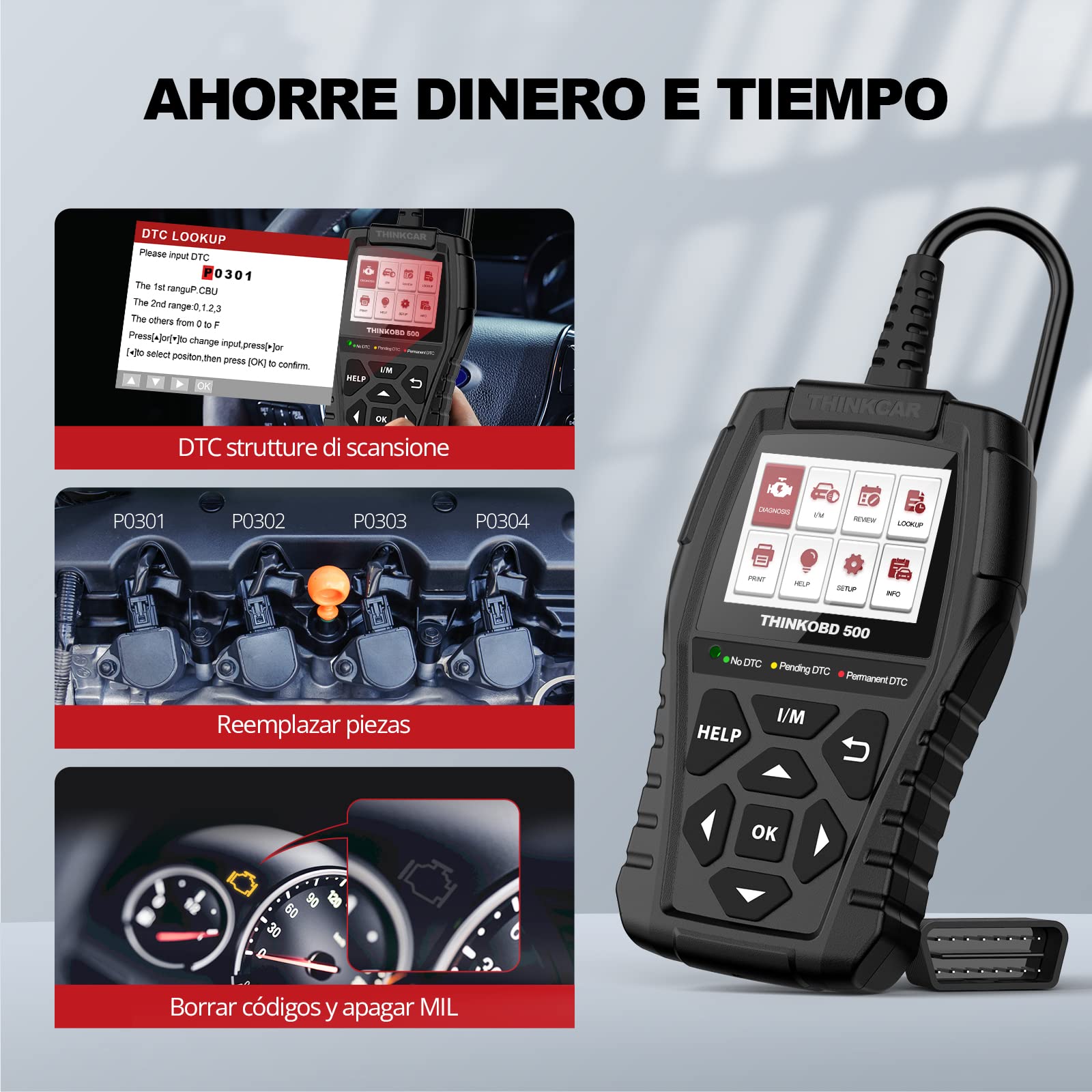 Thinkcar Thinkobd 500 lettore auto OBD2 motore schermo 2,8"