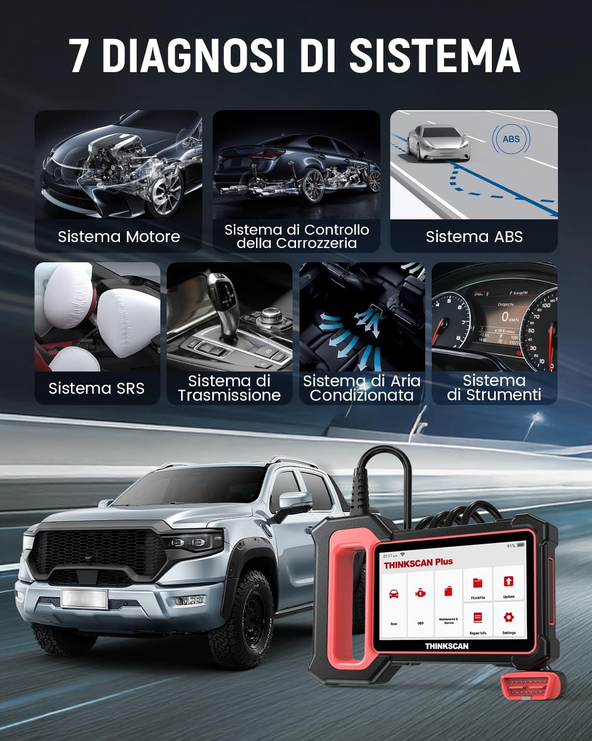 Thinkcar Thinkscan Plus S7 tester diagnosi auto 7 sistemi lifetime