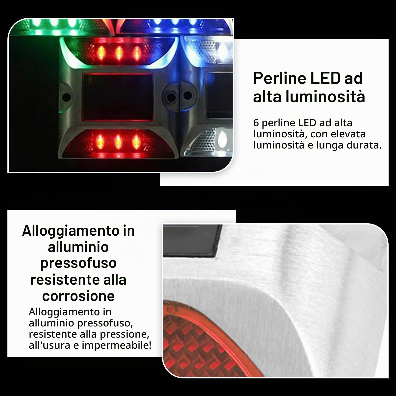 OUKENS Segnapasso Solare LED Terra Rosso IP65 Alluminio