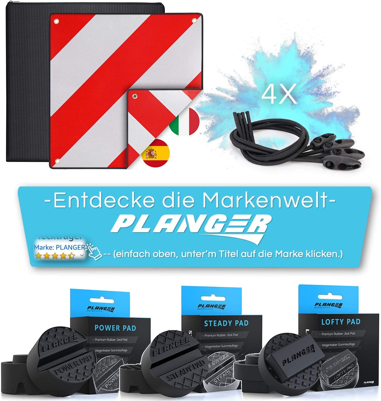 PLANGER Valve Caps tappi valvola auto ABS 8 pezzi neri