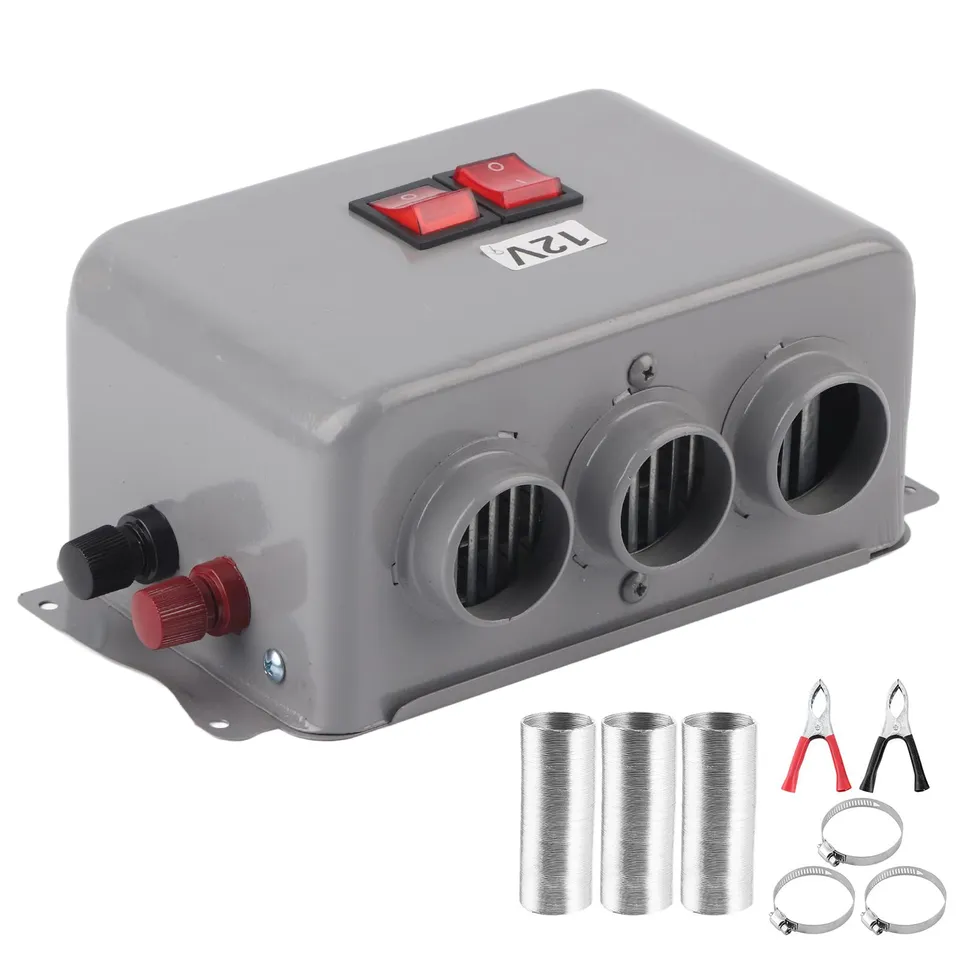 OUKENS Riscaldatore Auto 12V 600-800W 3 Bocchette Nero