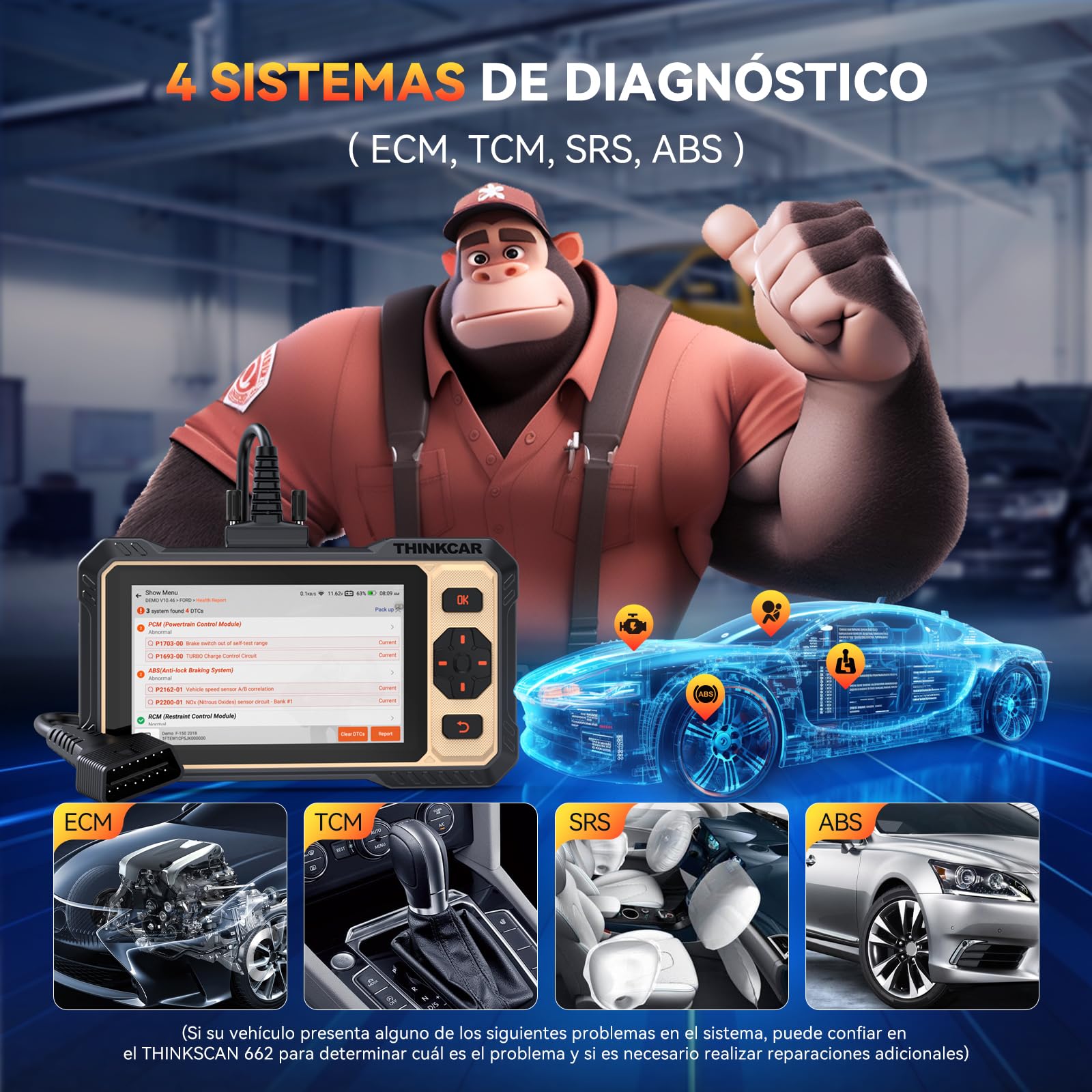 Thinkcar THINKSCAN 662 Diagnosi Auto OBD2 4 Sistemi