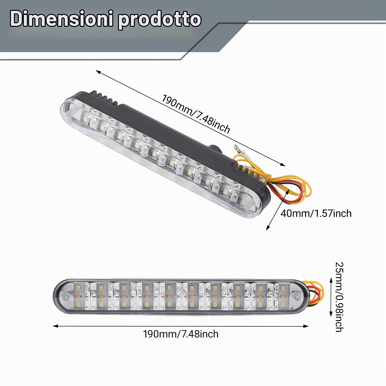 OUKENS Luci Diurne DRL Auto 30 LED 12V Bianche 2 Pezzi 190 mm