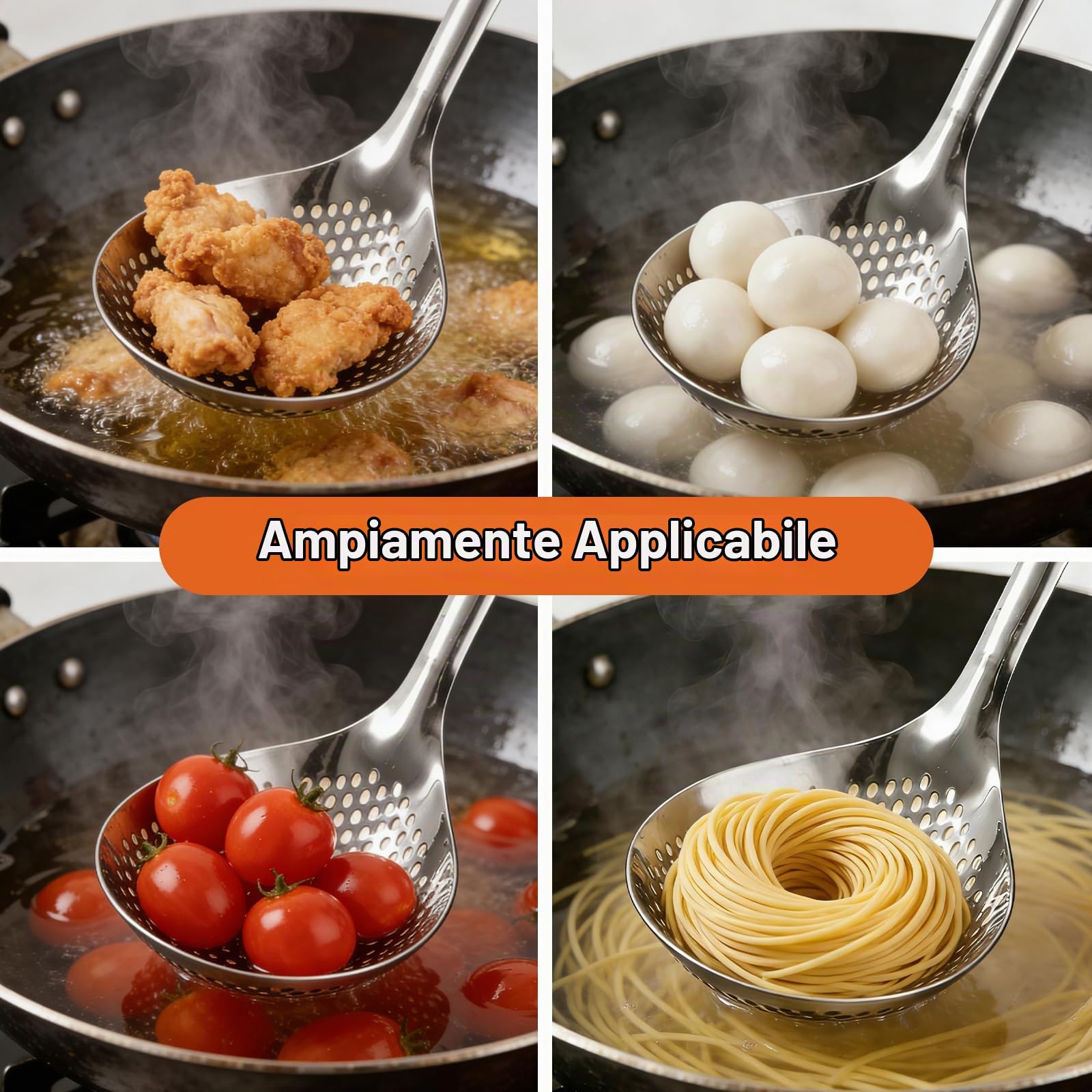 Oukens schiumarola acciaio inox 30 cm 2 pezzi
