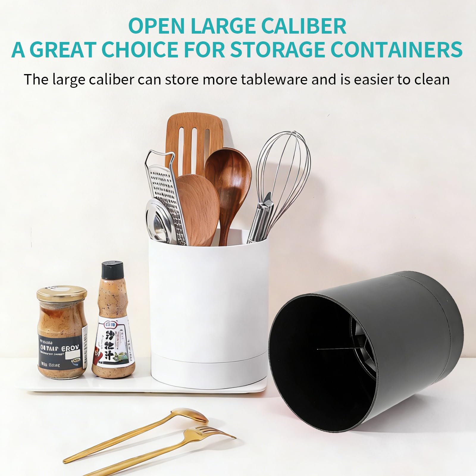 OUKENS Portautensili Cucina Girevole Nero 360° Antiscivolo