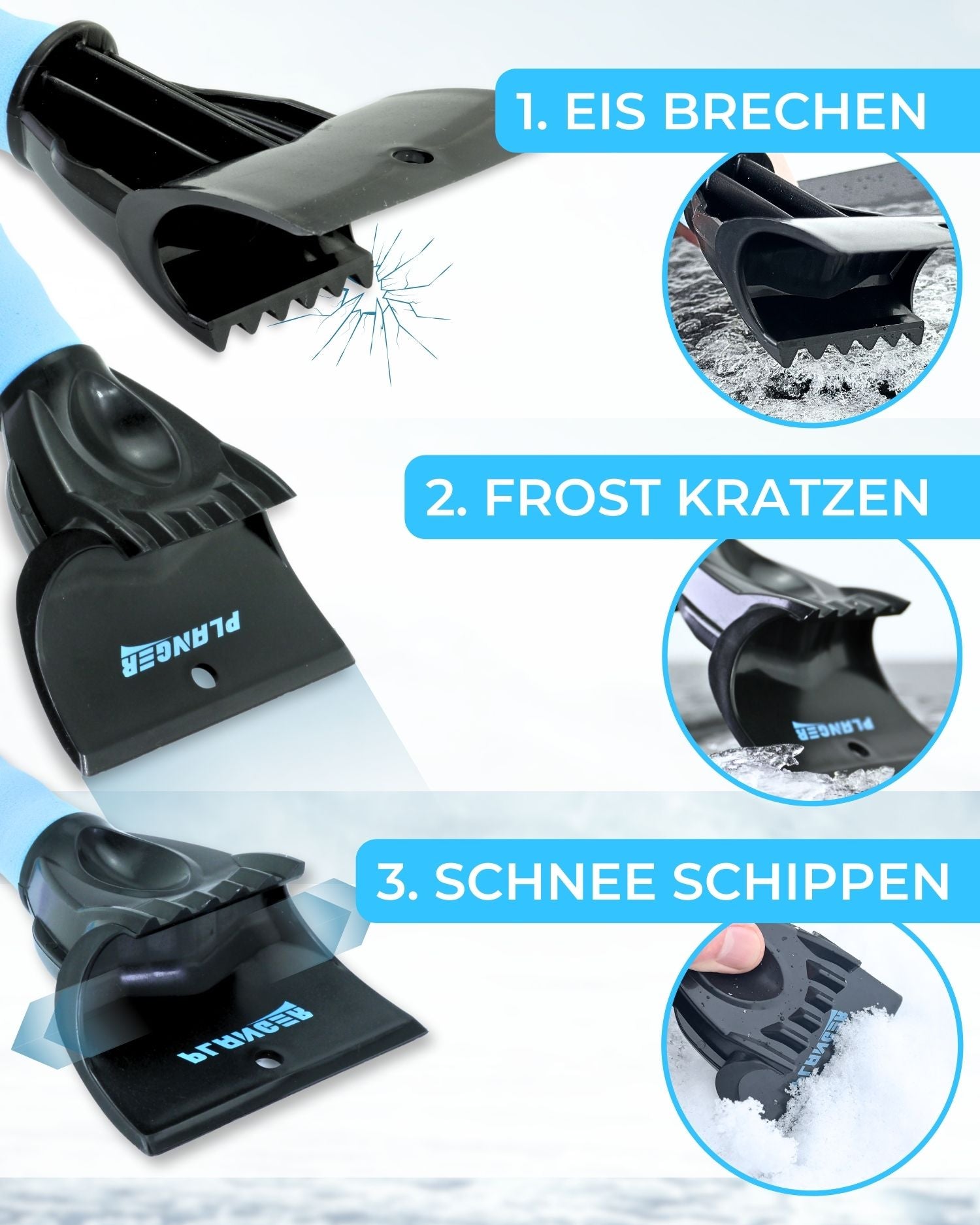 PLANGER Zubehör Eiskratzer raschietto ghiaccio auto 3in1 antigraffio