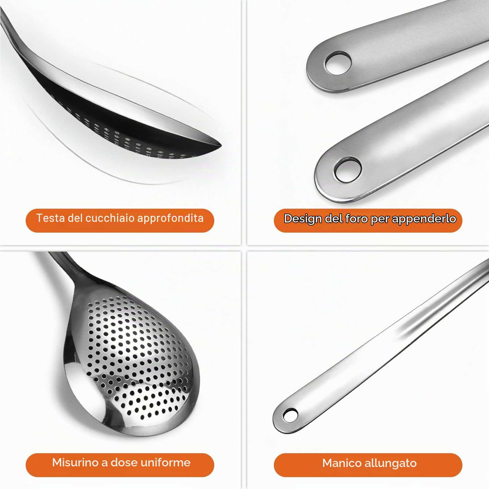 Oukens schiumarola acciaio inox 30 cm 2 pezzi