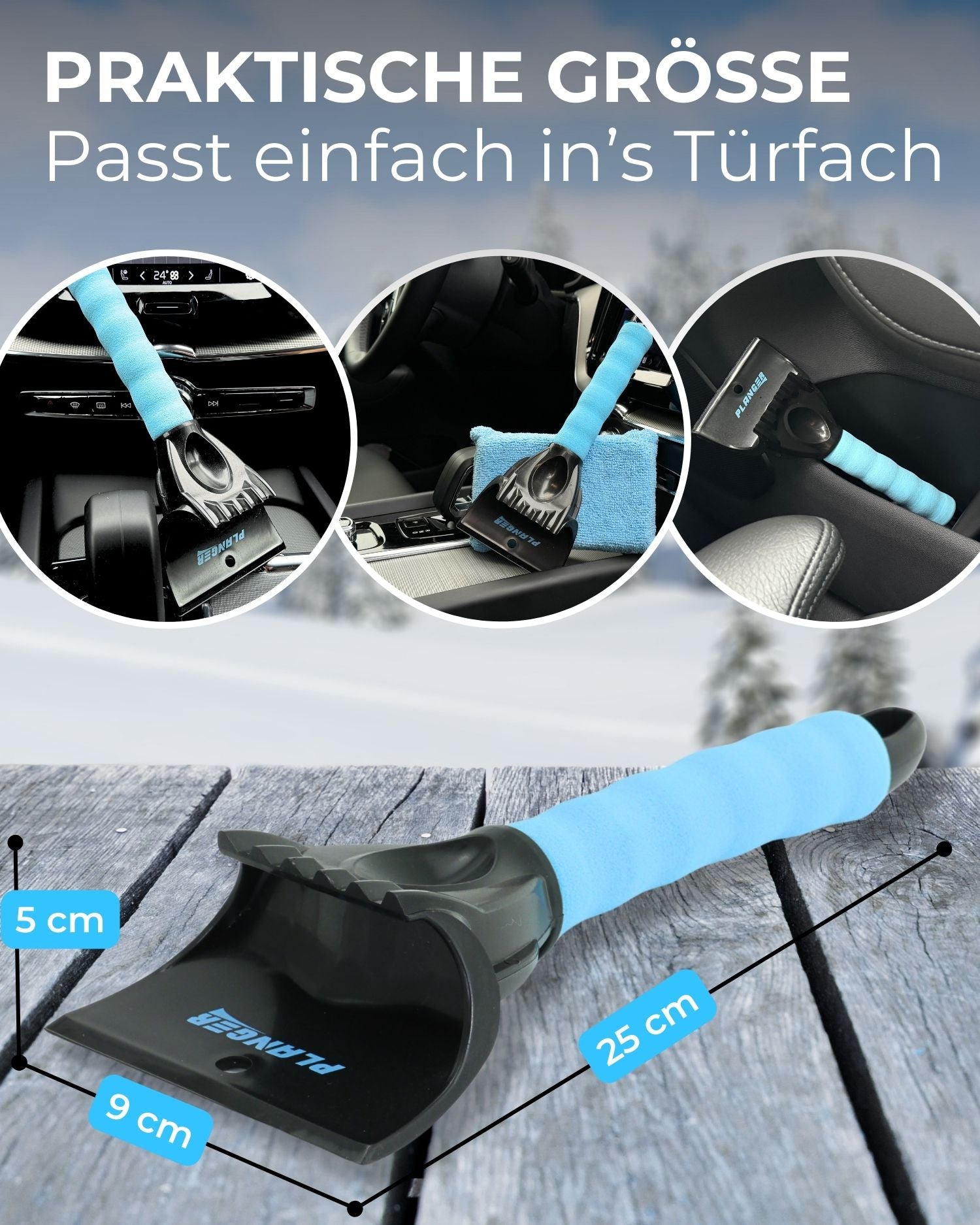 PLANGER Zubehör Eiskratzer raschietto ghiaccio auto 3in1 antigraffio