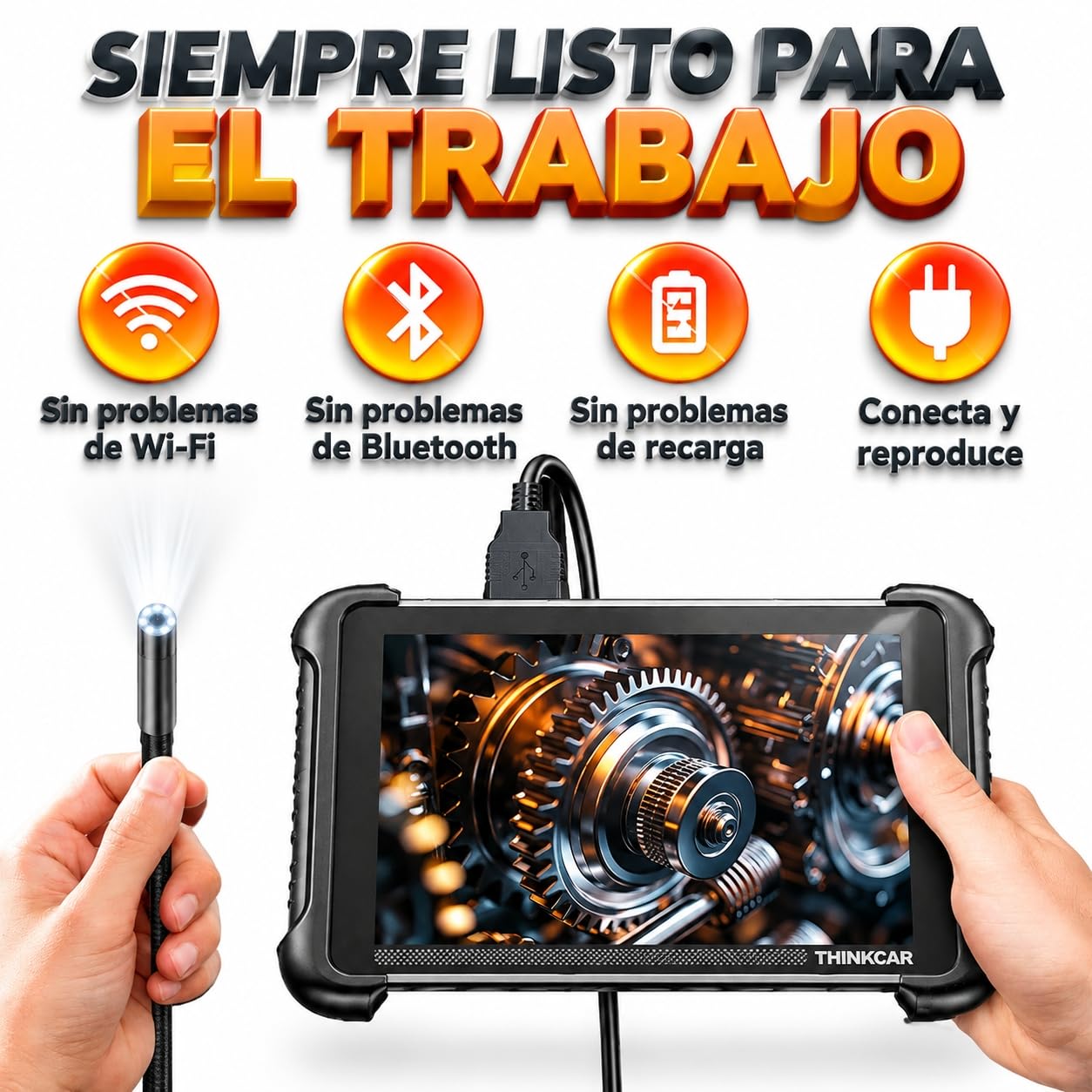 Thinkcar TES102 Endoscopio Auto 5,5 mm 2MP HD 900 mm