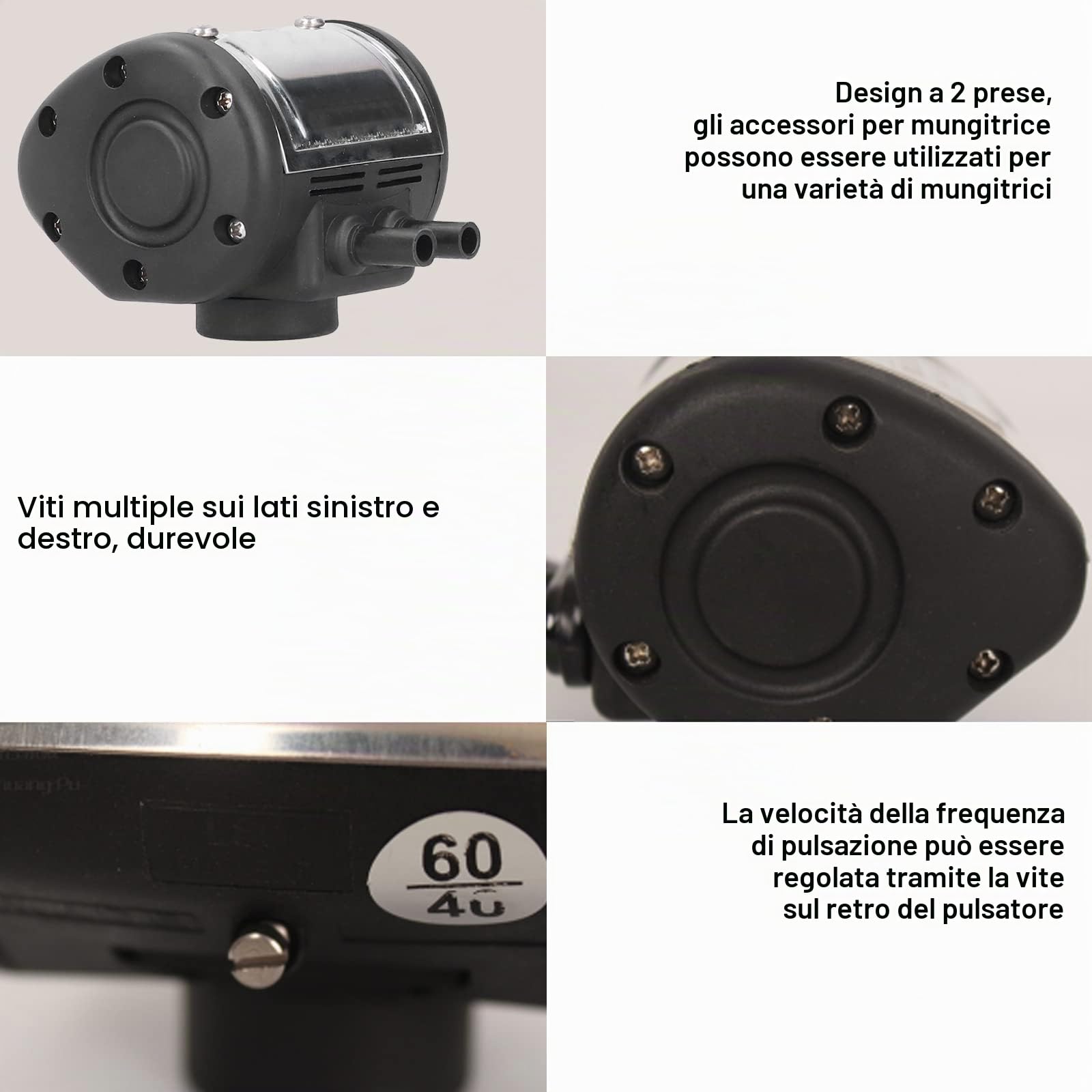 OUKENS Pulsatore Mungitrice 2 Uscite Plastica Universale 340 g