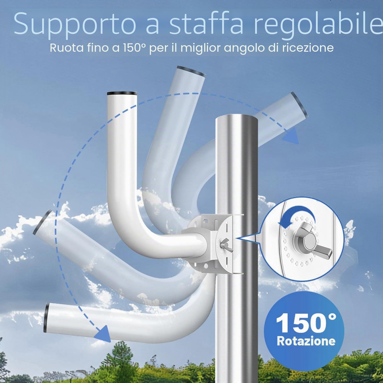 OUKENS Solar Panels staffa ponte wireless 2 pezzi 150° inox