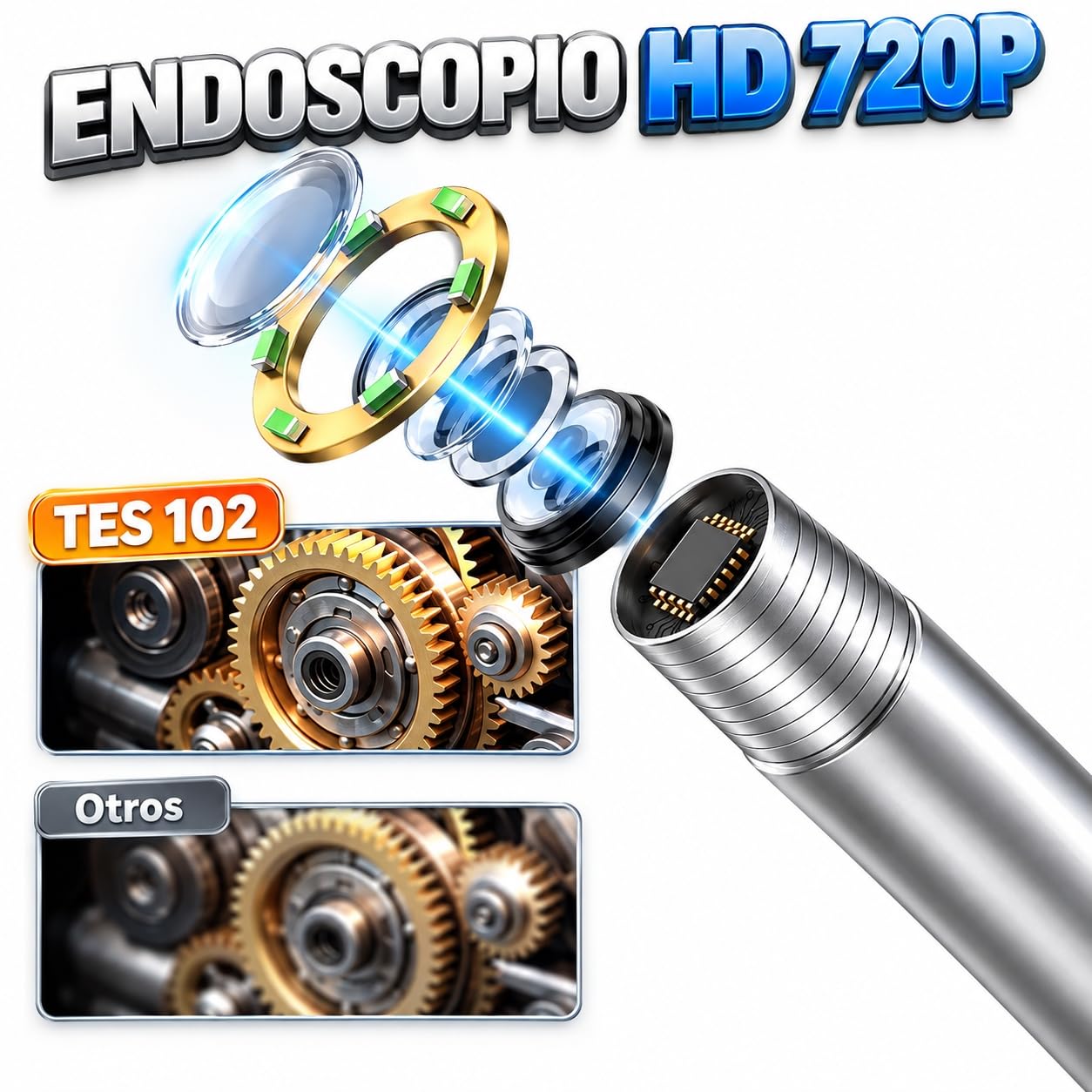 Thinkcar TES102 Endoscopio Auto 5,5 mm 2MP HD 900 mm