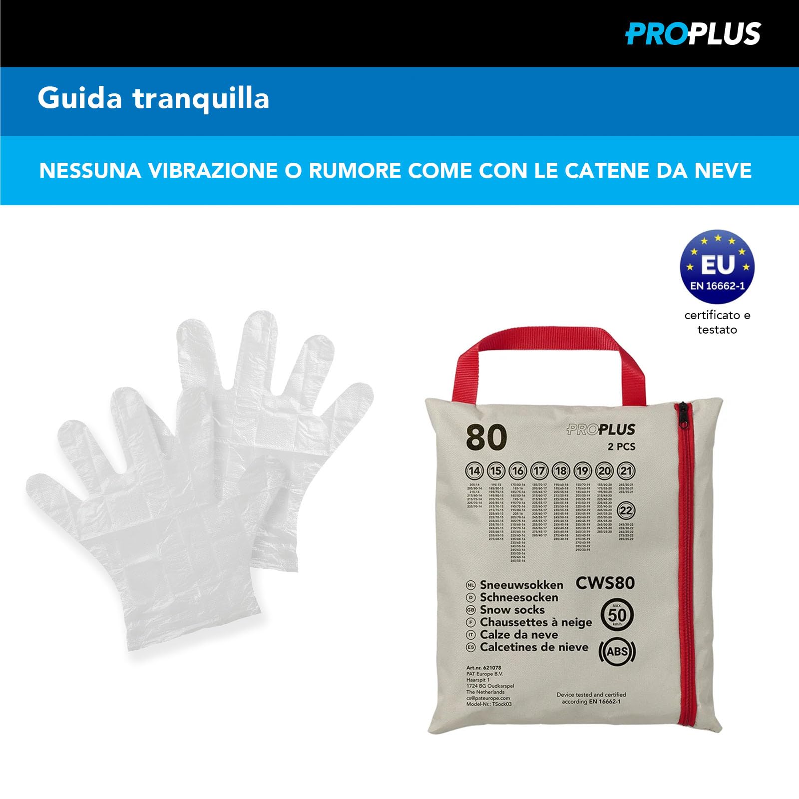 ProPlus CWS80 Calzari Neve Auto Set 2 Pezzi PET