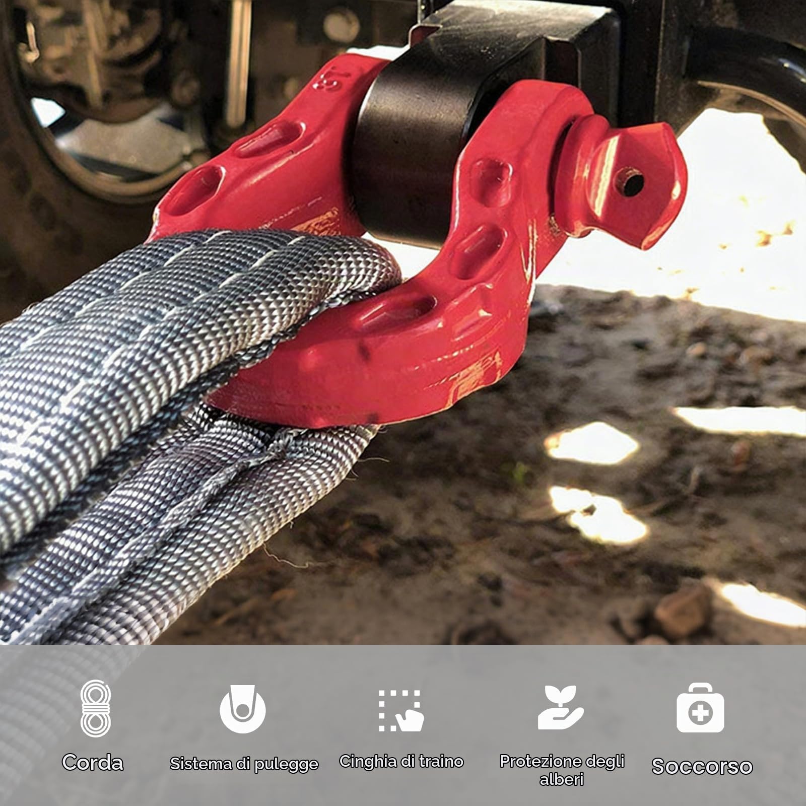 OUKENS Grillo Traino a D Rosso Acciaio 5T 22 mm