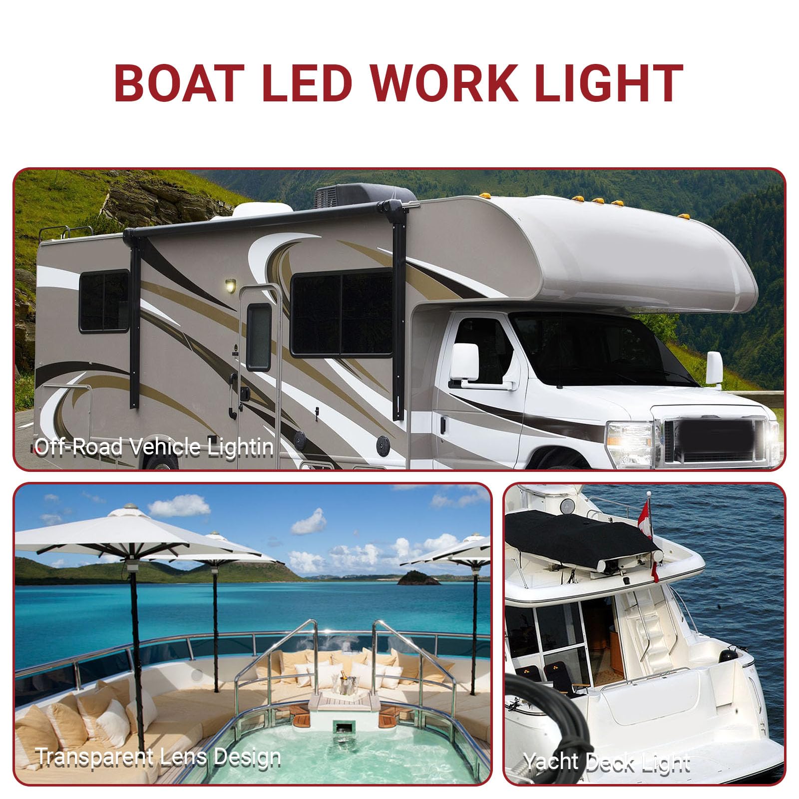 OUKENS LED Light Bars Faro Barca 12V 24V IP67 Bianco