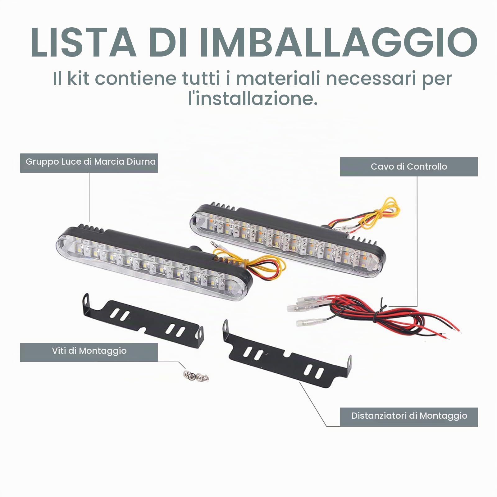 OUKENS Luci Diurne DRL Auto 30 LED 12V Bianche 2 Pezzi 190 mm