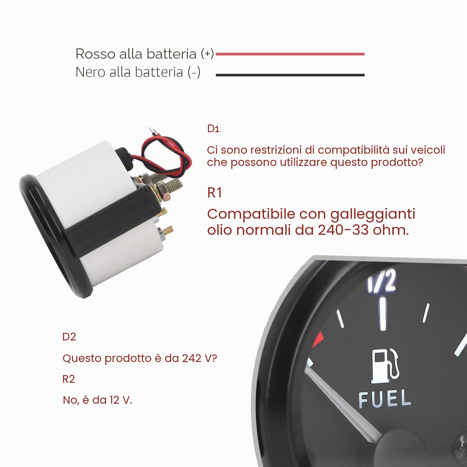 OUKENS Indicatore Livello Carburante Moto 51 mm LED ABS