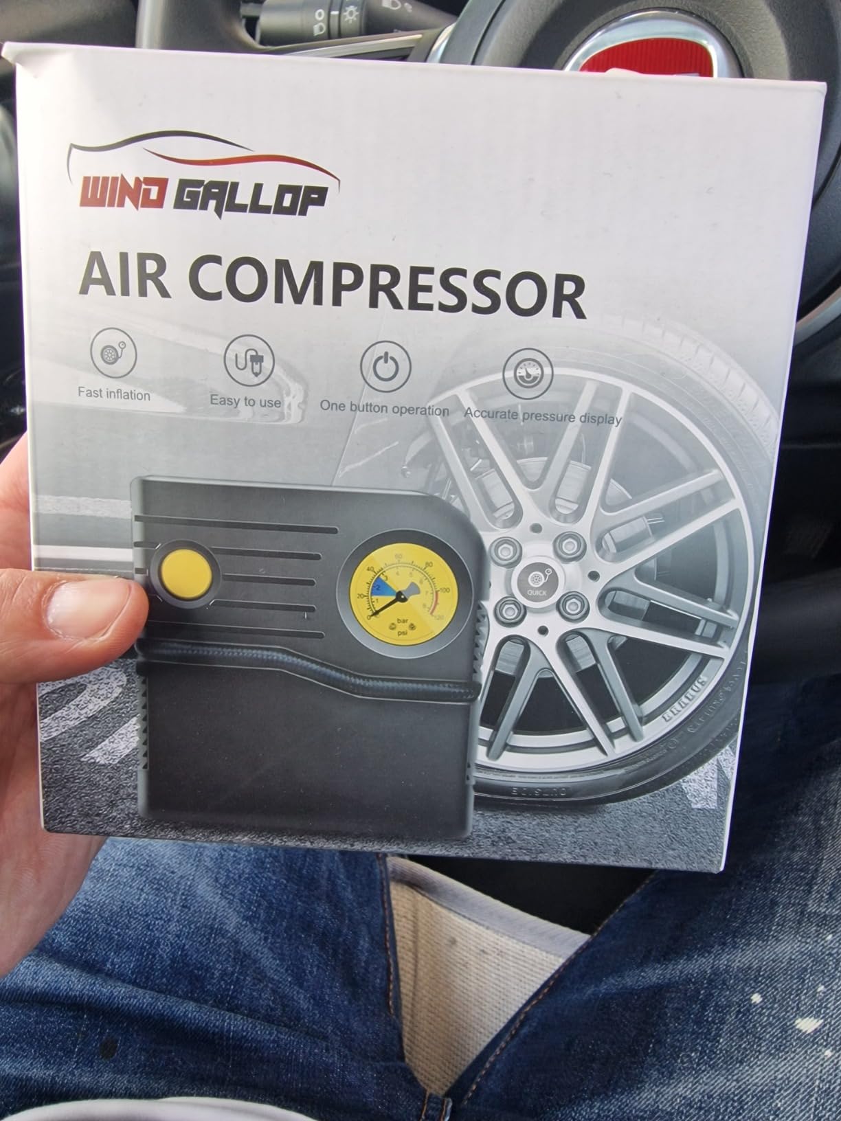 WindGallop Tire Inflators compressore portatile nero digitale LED