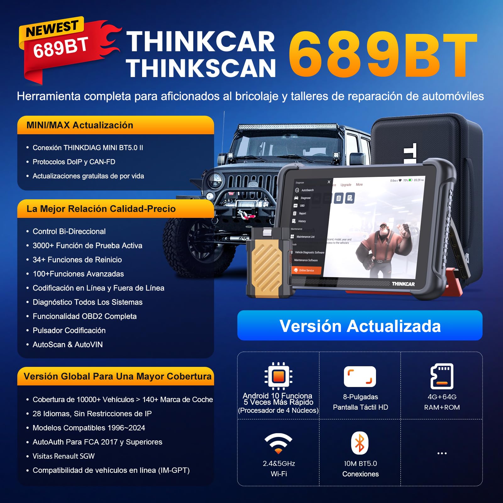 Thinkcar THINKSCAN 689BT Diagnosi Auto OBD2 Tutti Sistemi