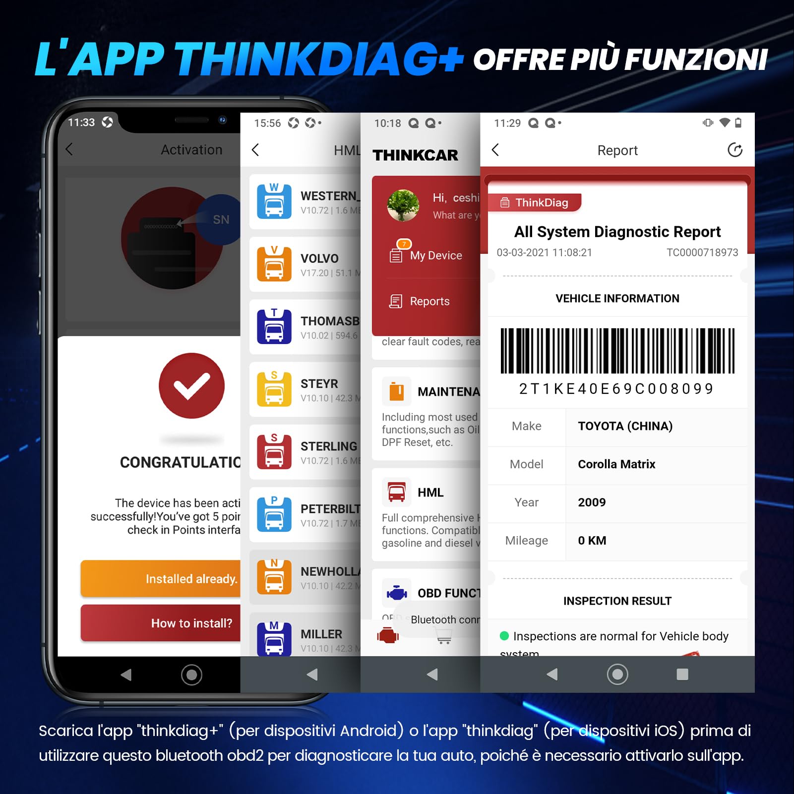 Thinkcar THINKDIAG Mini Scanner OBD2 Bluetooth Auto VIN Completo