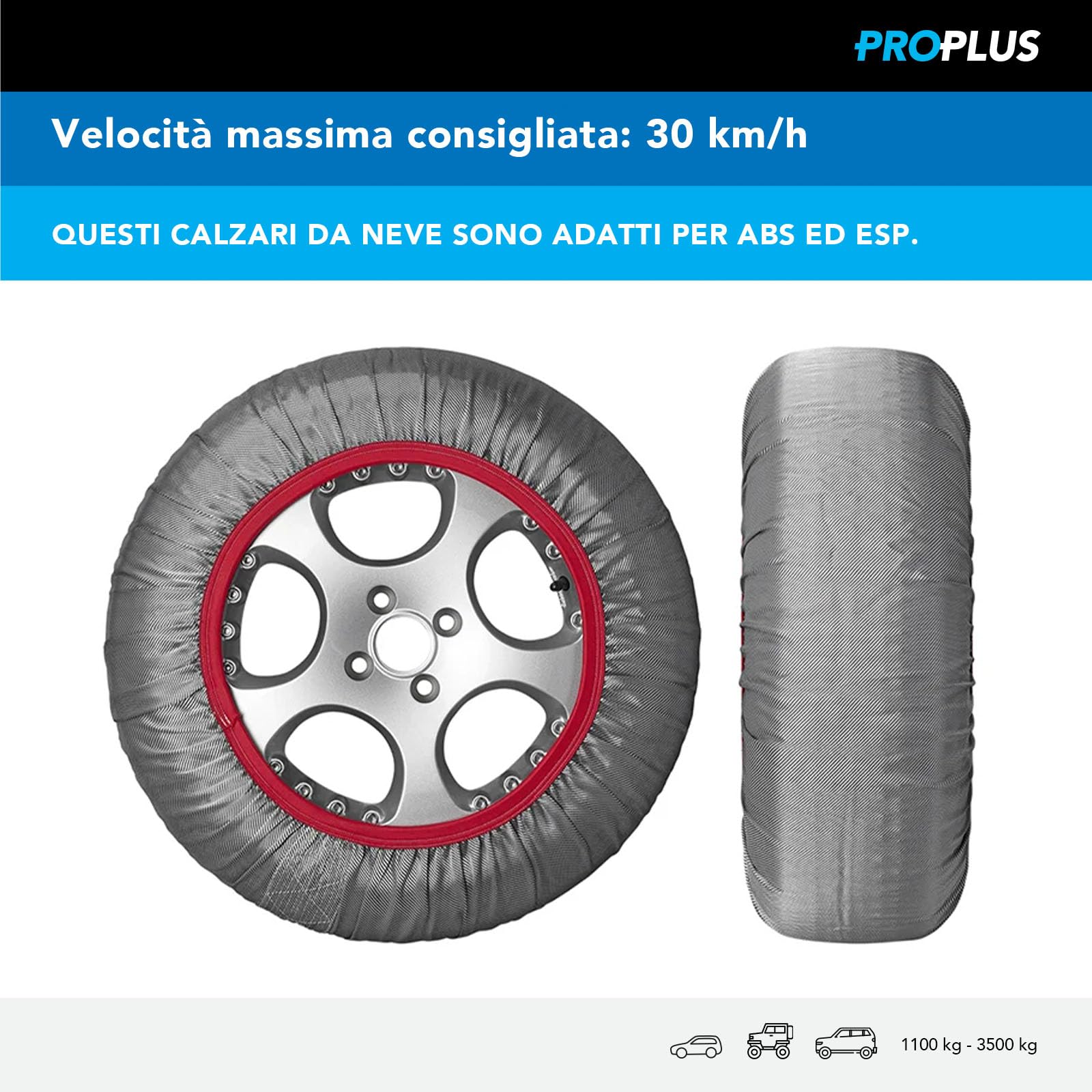 ProPlus CWS80 Calzari Neve Auto Set 2 Pezzi PET