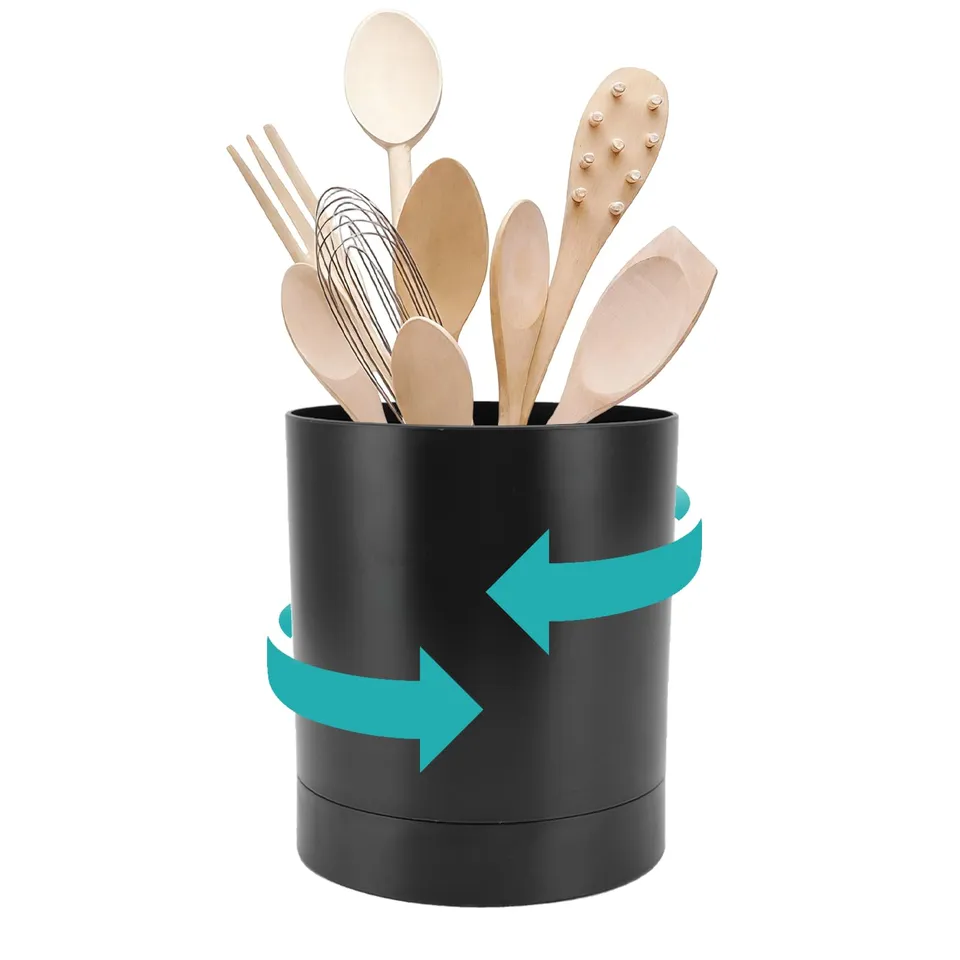 OUKENS Portautensili Cucina Girevole Nero 360° Antiscivolo