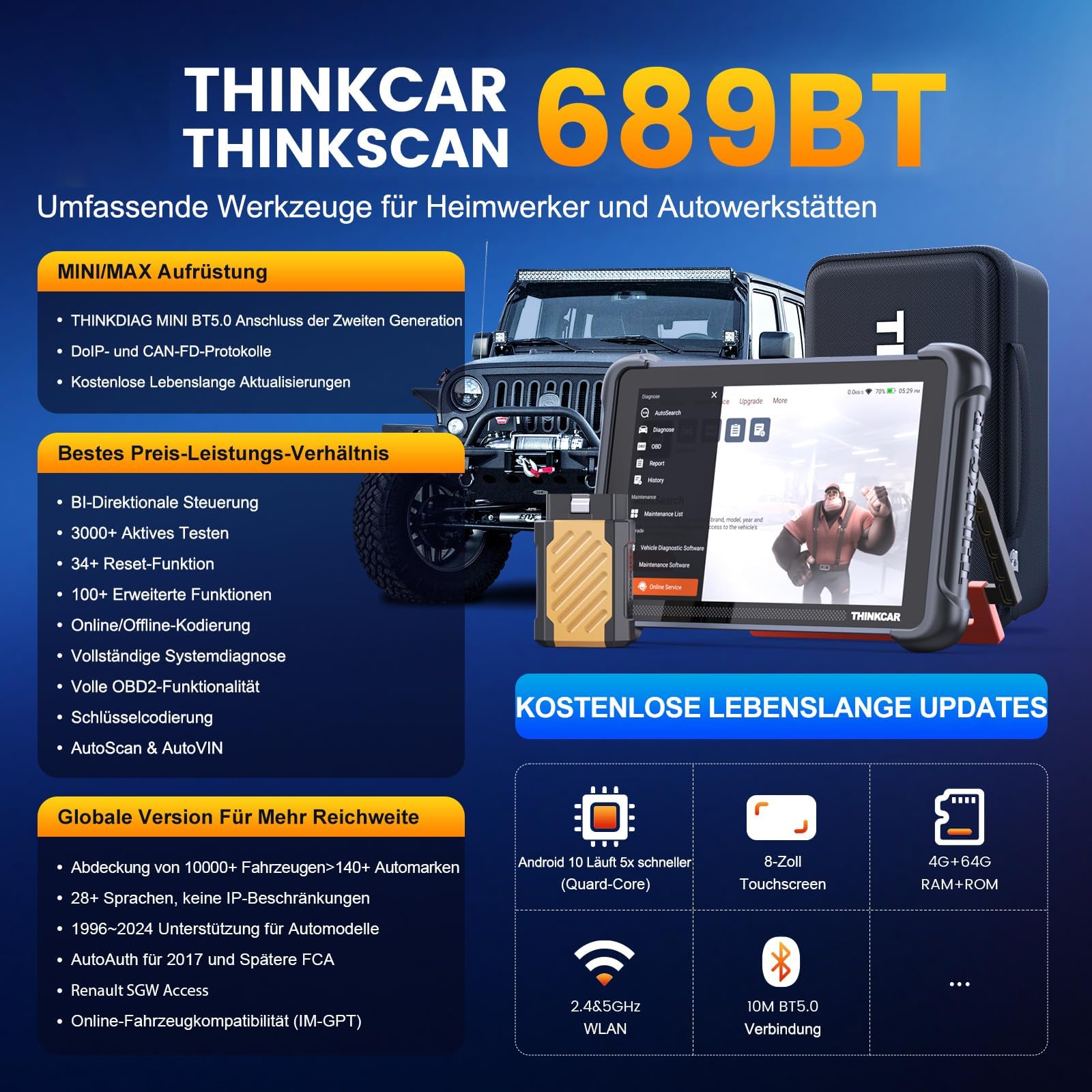 Thinkcar Thinkscan 689BT tester diagnosi auto bidirezionale 34 reset
