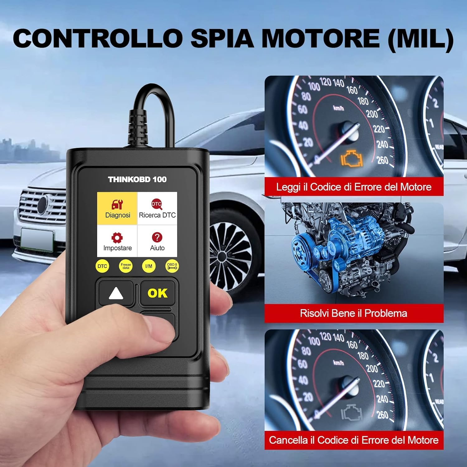 Thinkcar Thinkobd 100 lettore auto OBD2 motore con filo