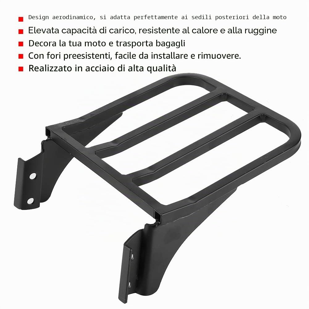 OUKENS Portapacchi Moto XL dal 2004 Acciaio Nero