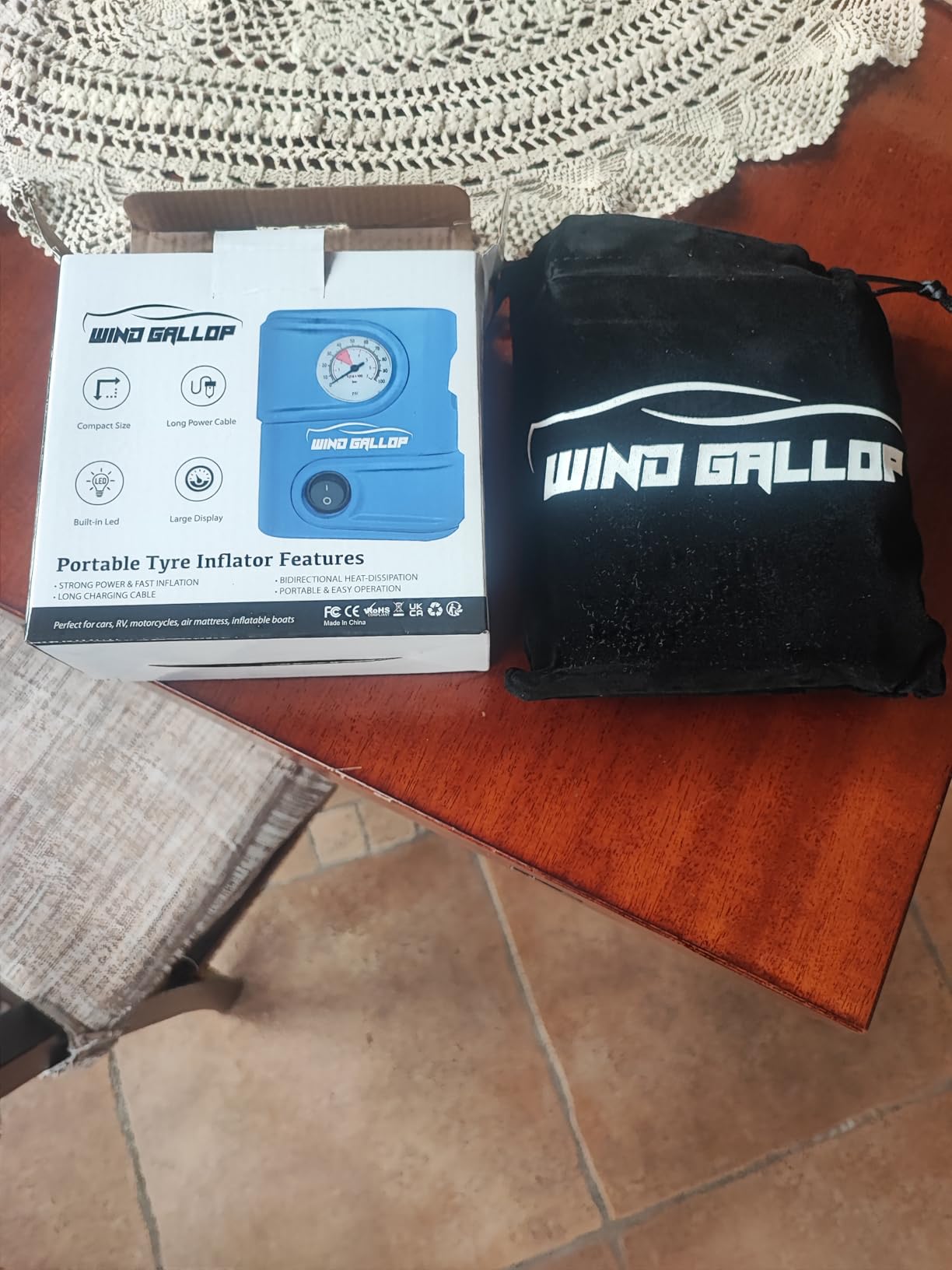 WindGallop Tire Inflators compressore portatile nero digitale LED