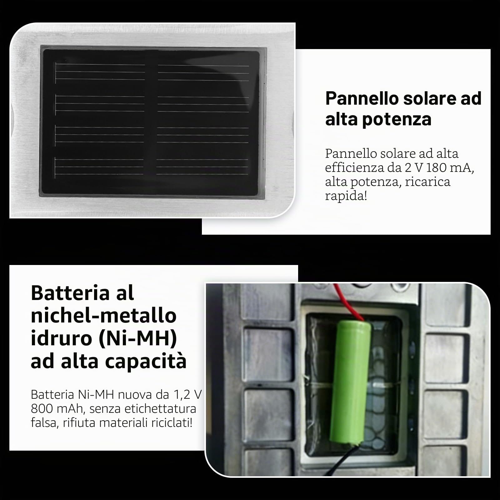 OUKENS Segnapasso Solare LED Terra Rosso IP65 Alluminio