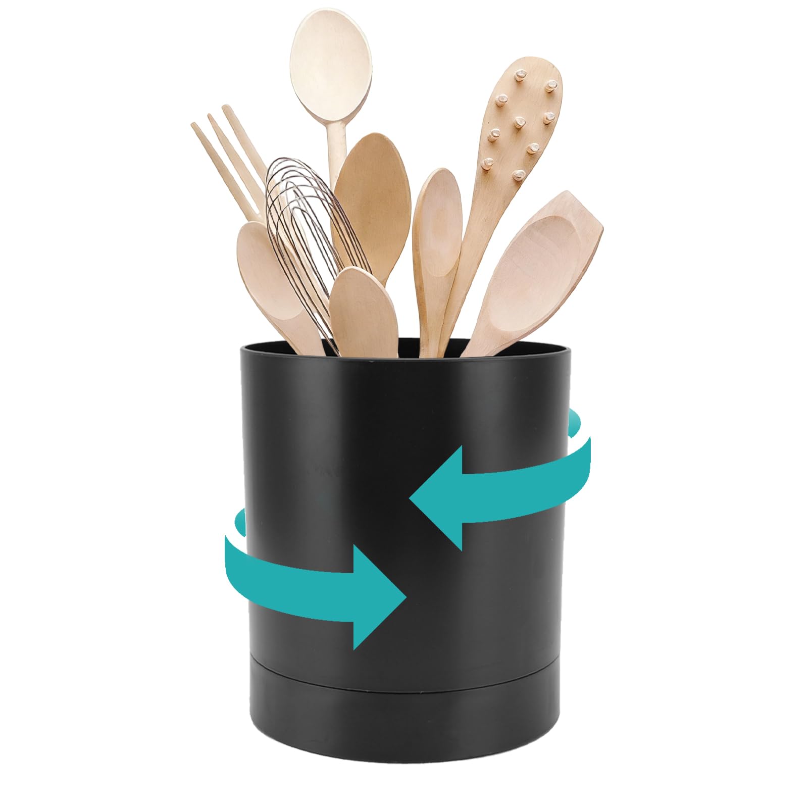 OUKENS Portautensili Cucina Girevole Nero 360° Antiscivolo