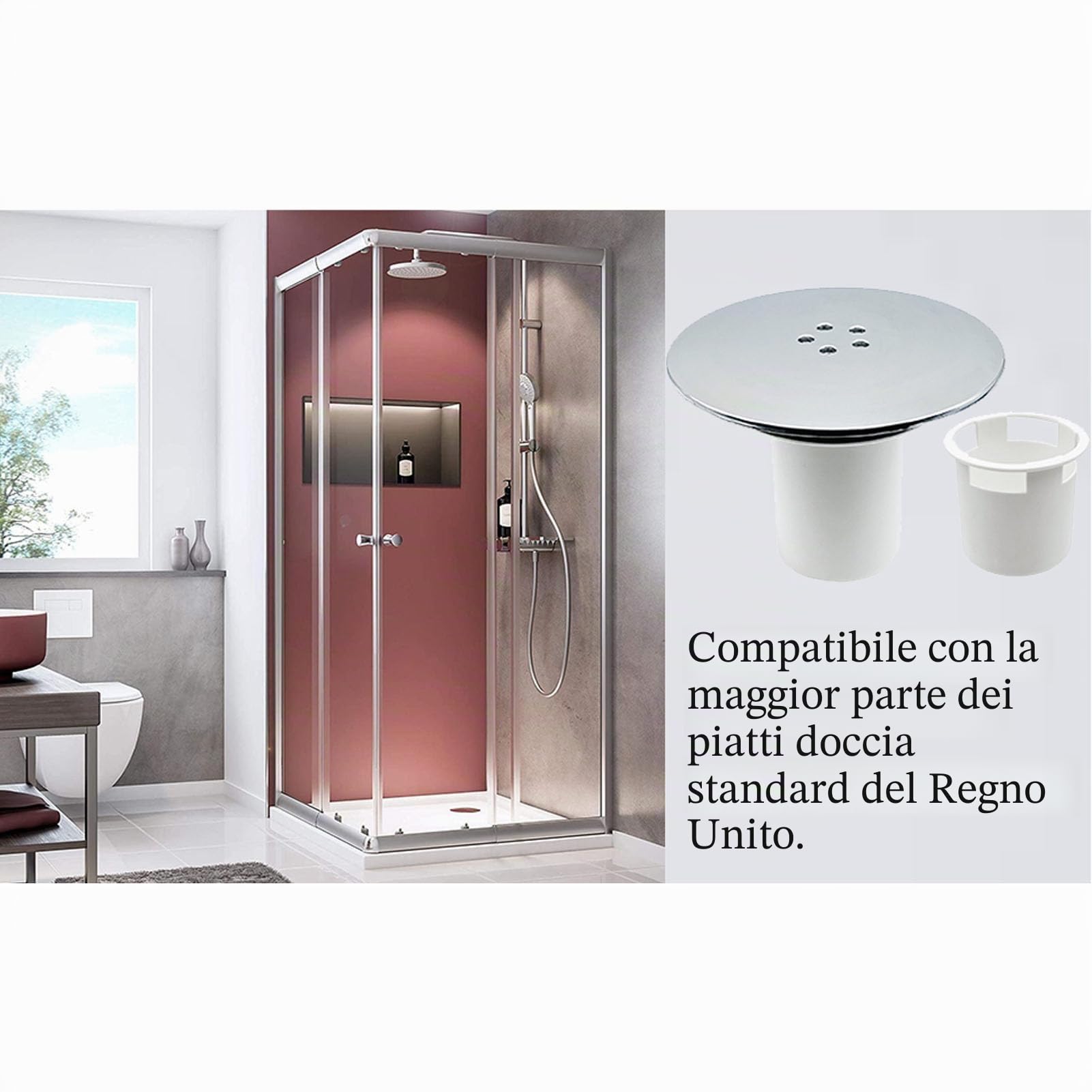 OUKENS Coperchio Scarico Doccia 90 mm Cromato Filtro Capelli