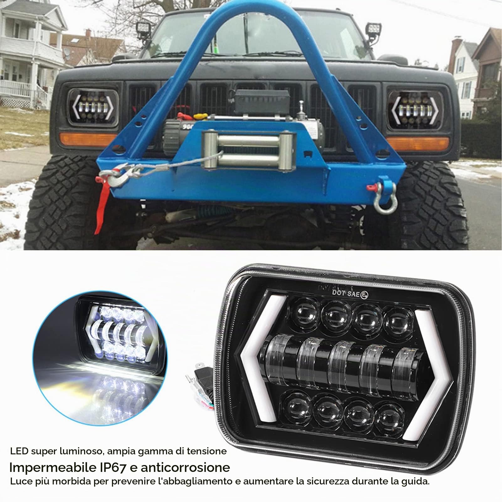 OUKENS LED Headlight Bulbs Faro Anteriore 5x7 IP67 1pz Nero