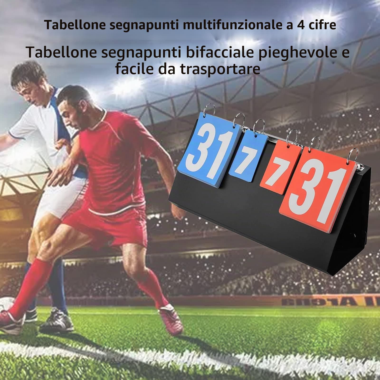 OUKENS Tabellone Segnapunti Flip 4 Cifre Portatile 398mm